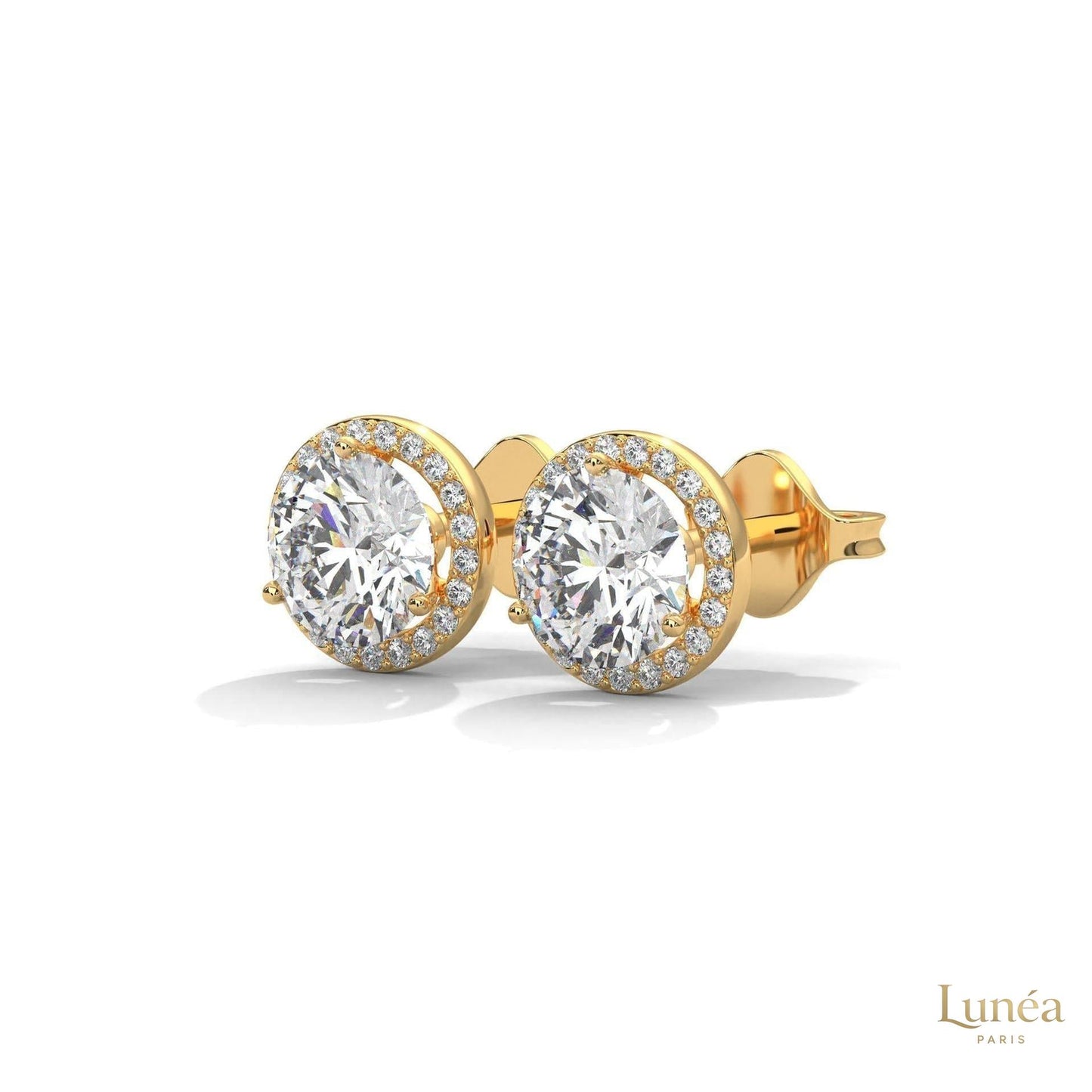 1.10 CT. Bezel Halo Diamond Stud Earrings