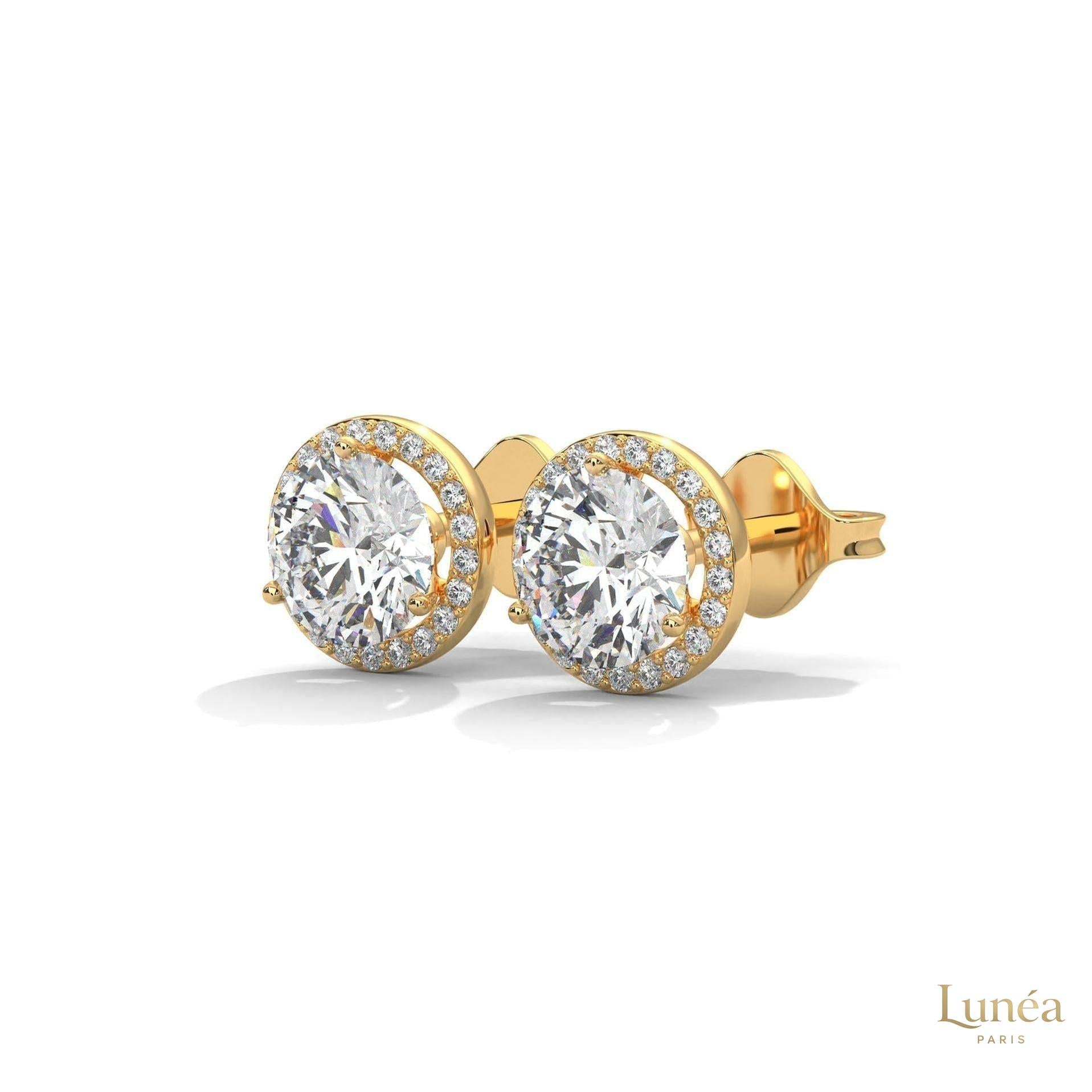 1.10 CT. Bezel Halo Diamond Stud Earrings