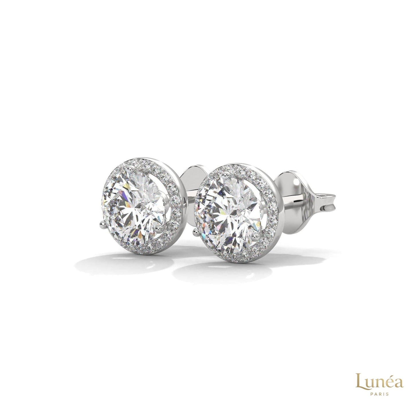 1.10 CT. Bezel Halo Diamond Stud Earrings