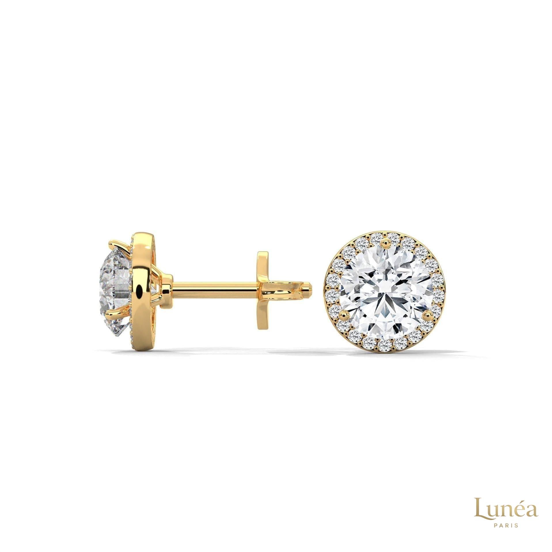 1.10 CT. Bezel Halo Diamond Stud Earrings