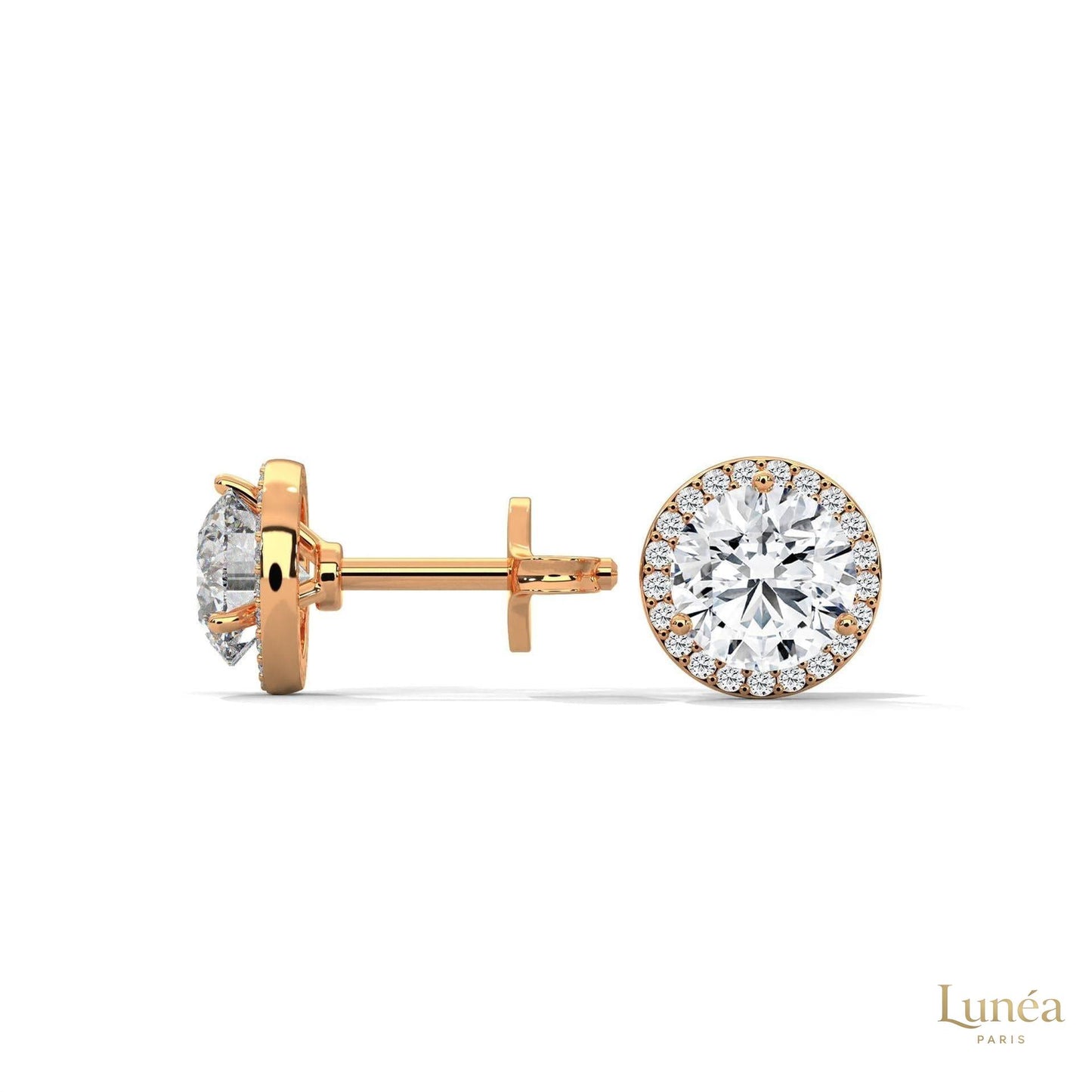1.10 CT. Bezel Halo Diamond Stud Earrings