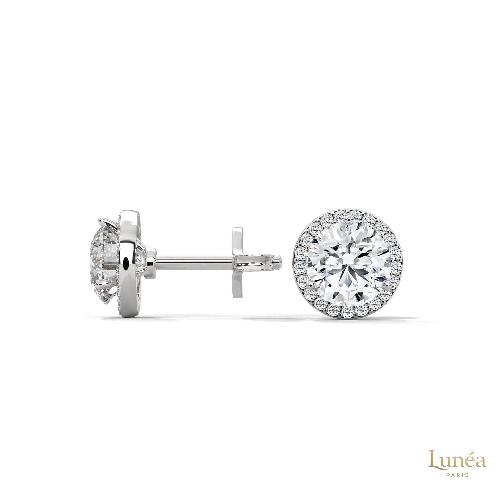 1.10 CT. Bezel Halo Diamond Stud Earrings