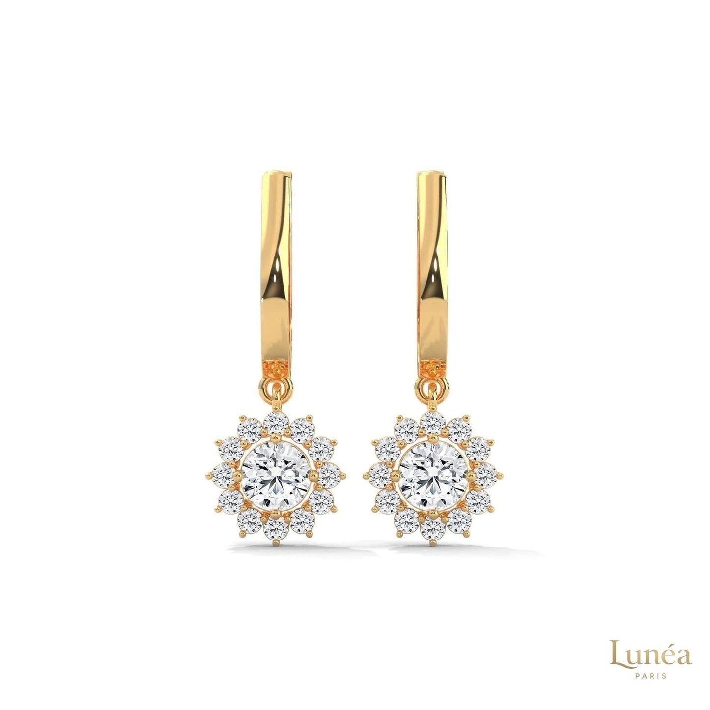 1.10 CT. Diamond Sunburst Drop Earrings
