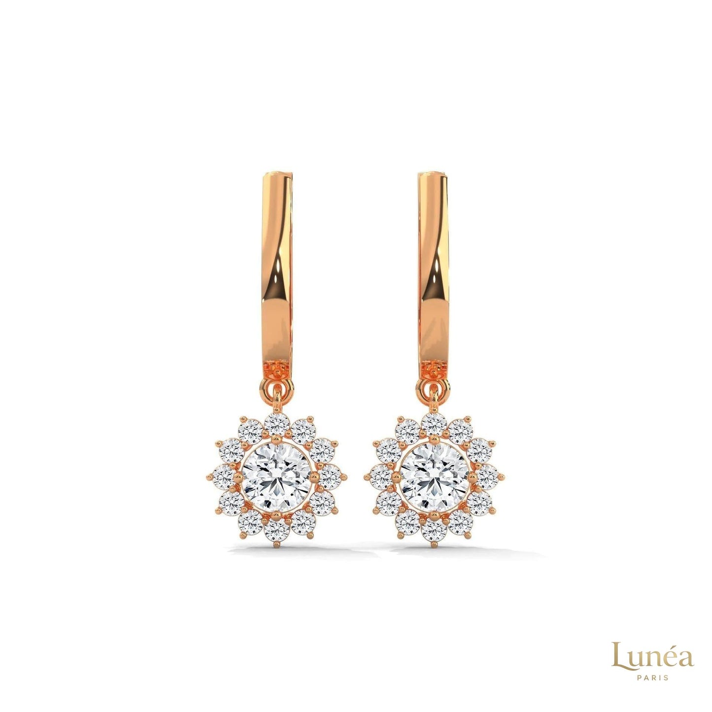 1.10 CT. Diamond Sunburst Drop Earrings
