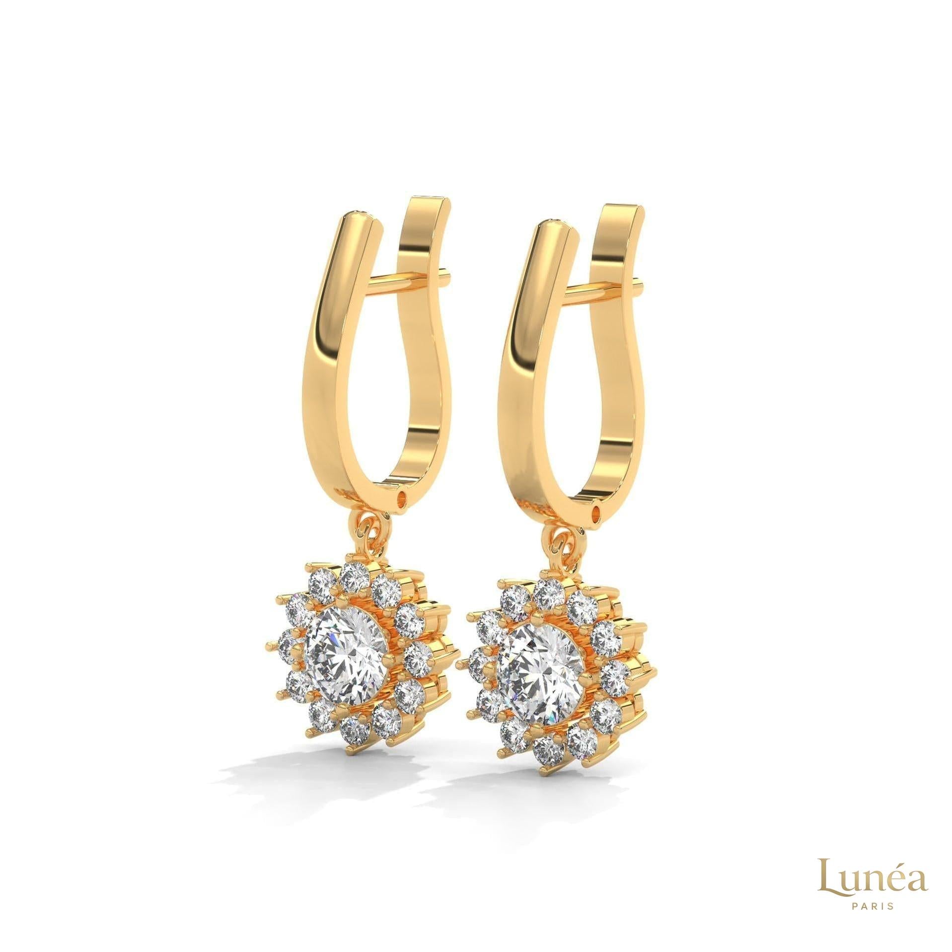 1.10 CT. Diamond Sunburst Drop Earrings