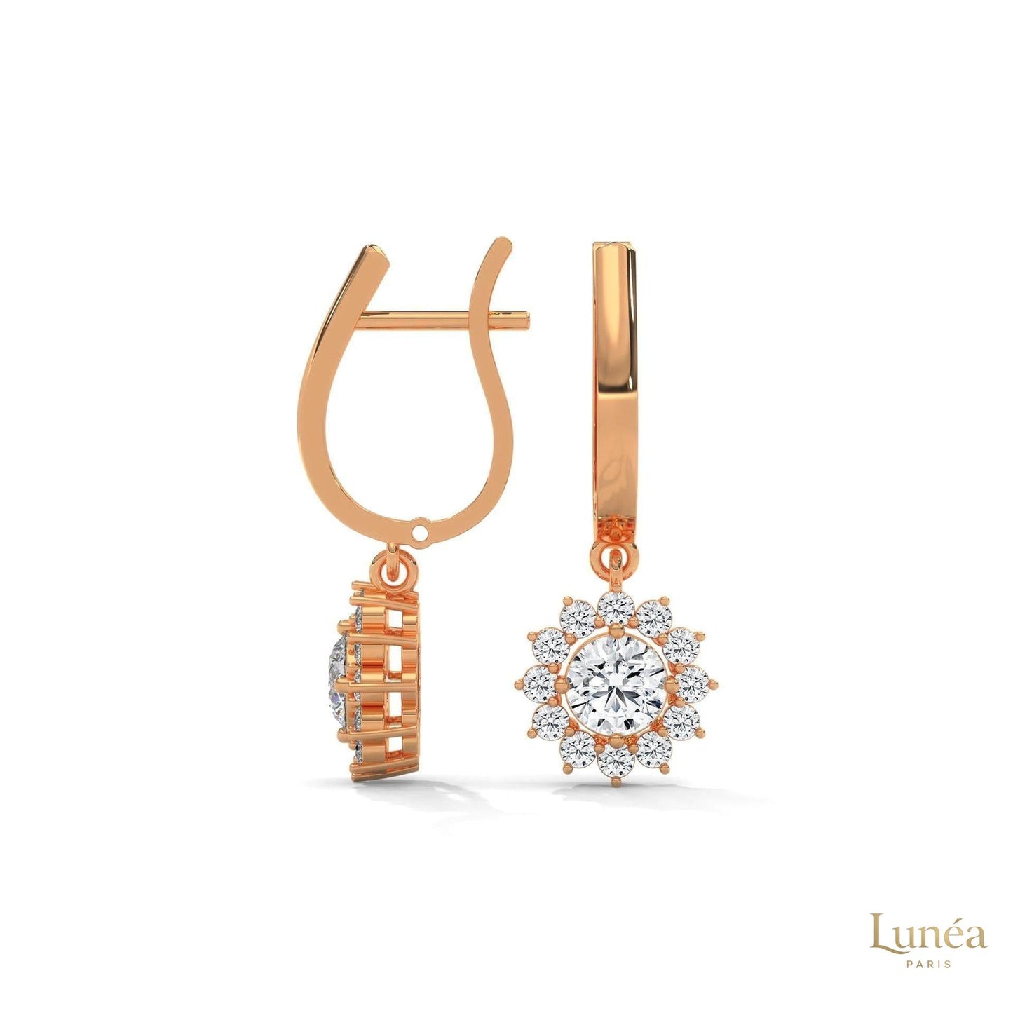 1.10 CT. Diamond Sunburst Drop Earrings