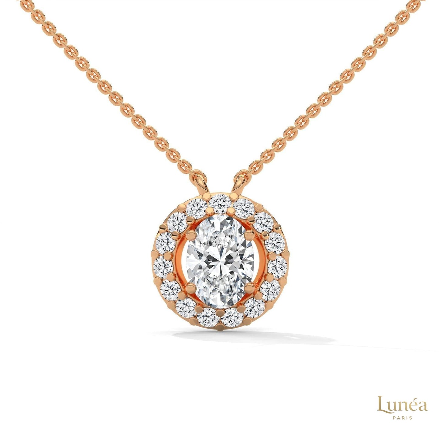 1.10 CT. Oval Halo Diamond Pendant