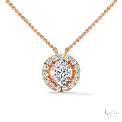 1.10 CT. Oval Halo Diamond Pendant