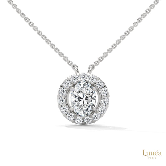 1.10 CT. Oval Halo Diamond Pendant