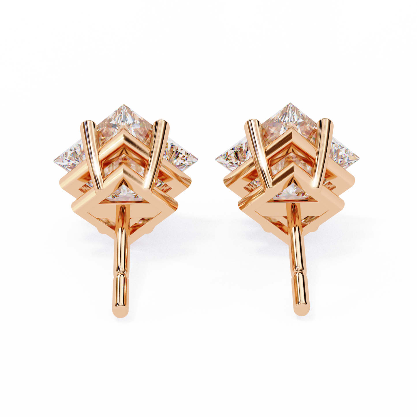 2.39 CTW Princess-Cut Lab-Grown Diamond Stud Earrings in 14K Gold
