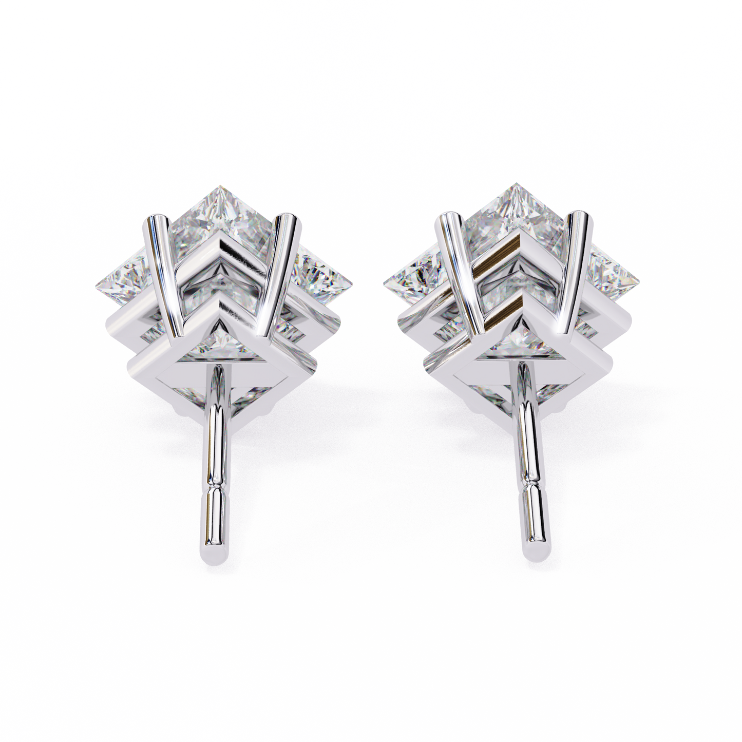 2.39 CTW Princess-Cut Lab-Grown Diamond Stud Earrings in 14K Gold