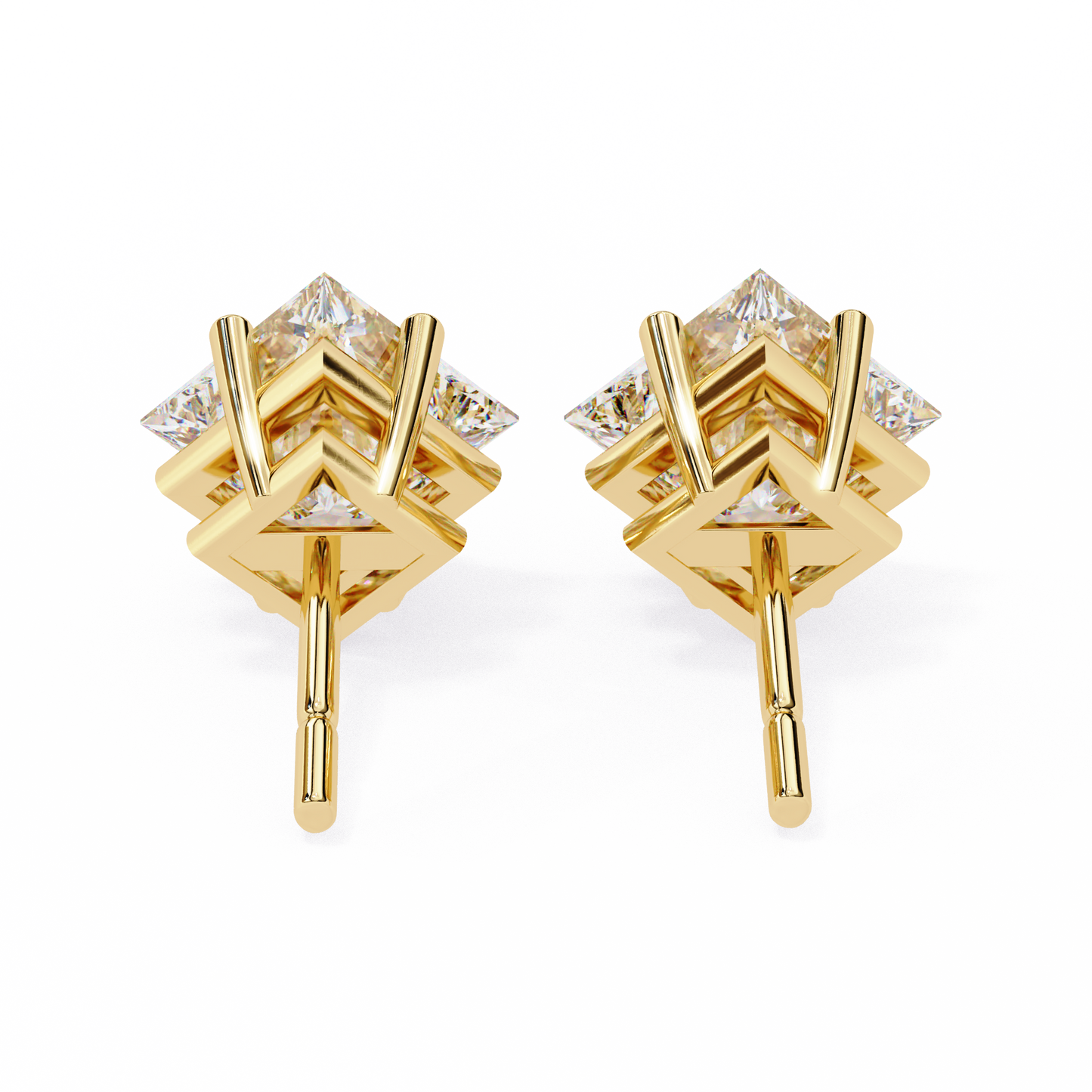 2.39 CTW Princess-Cut Lab-Grown Diamond Stud Earrings in 14K Gold