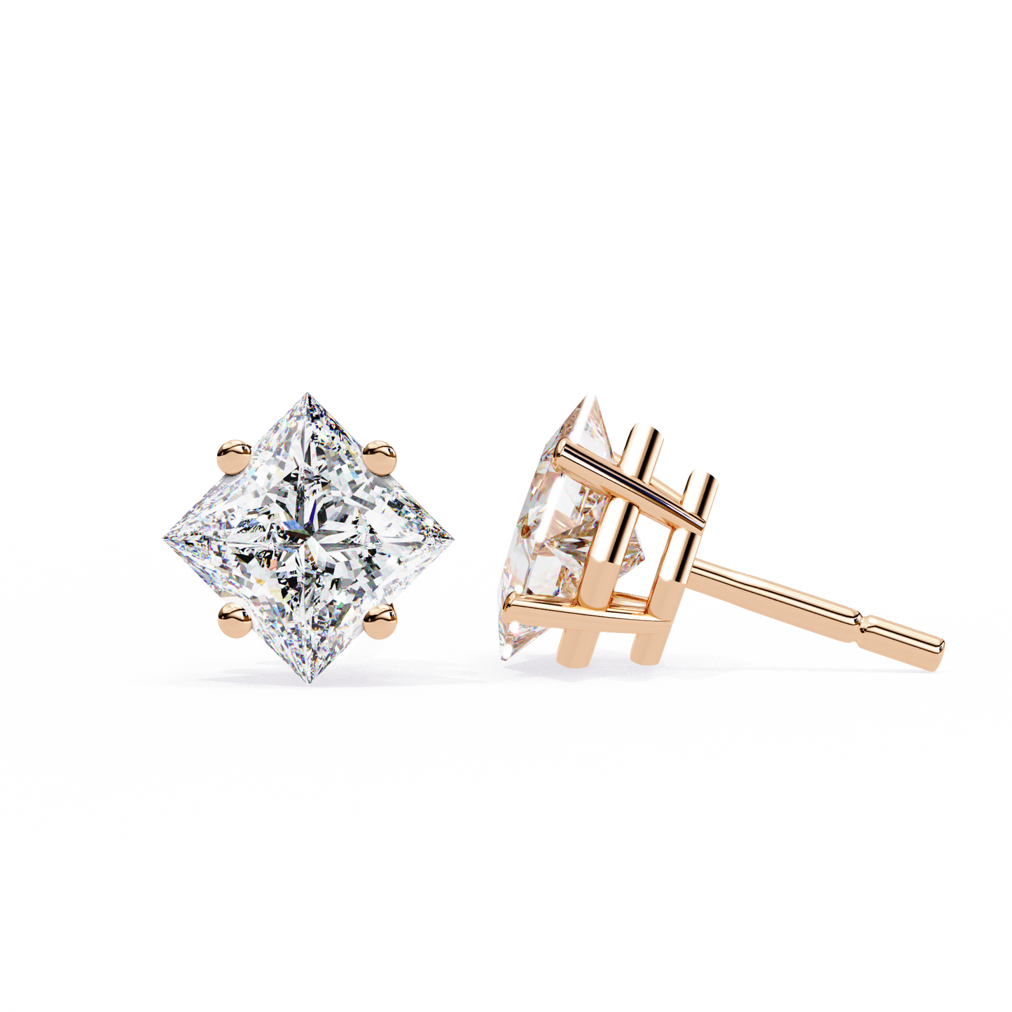 2.39 CTW Princess-Cut Lab-Grown Diamond Stud Earrings in 14K Gold