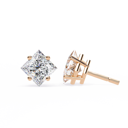 2.39 CTW Princess-Cut Lab-Grown Diamond Stud Earrings in 14K Gold