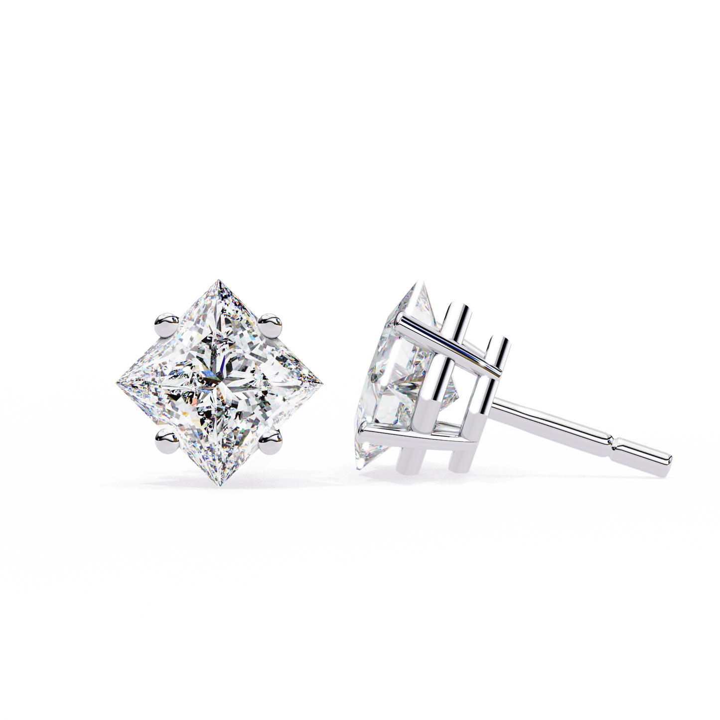 2.39 CTW Princess-Cut Lab-Grown Diamond Stud Earrings in 14K Gold
