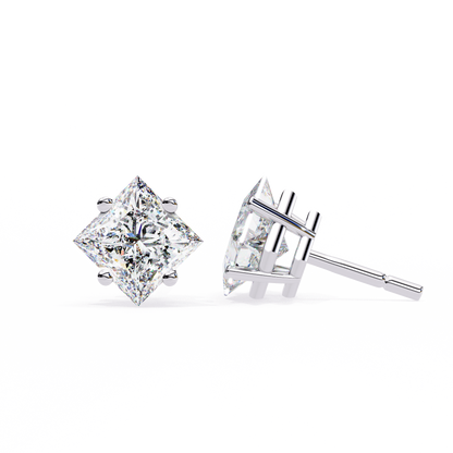 2.39 CTW Princess-Cut Lab-Grown Diamond Stud Earrings in 14K Gold