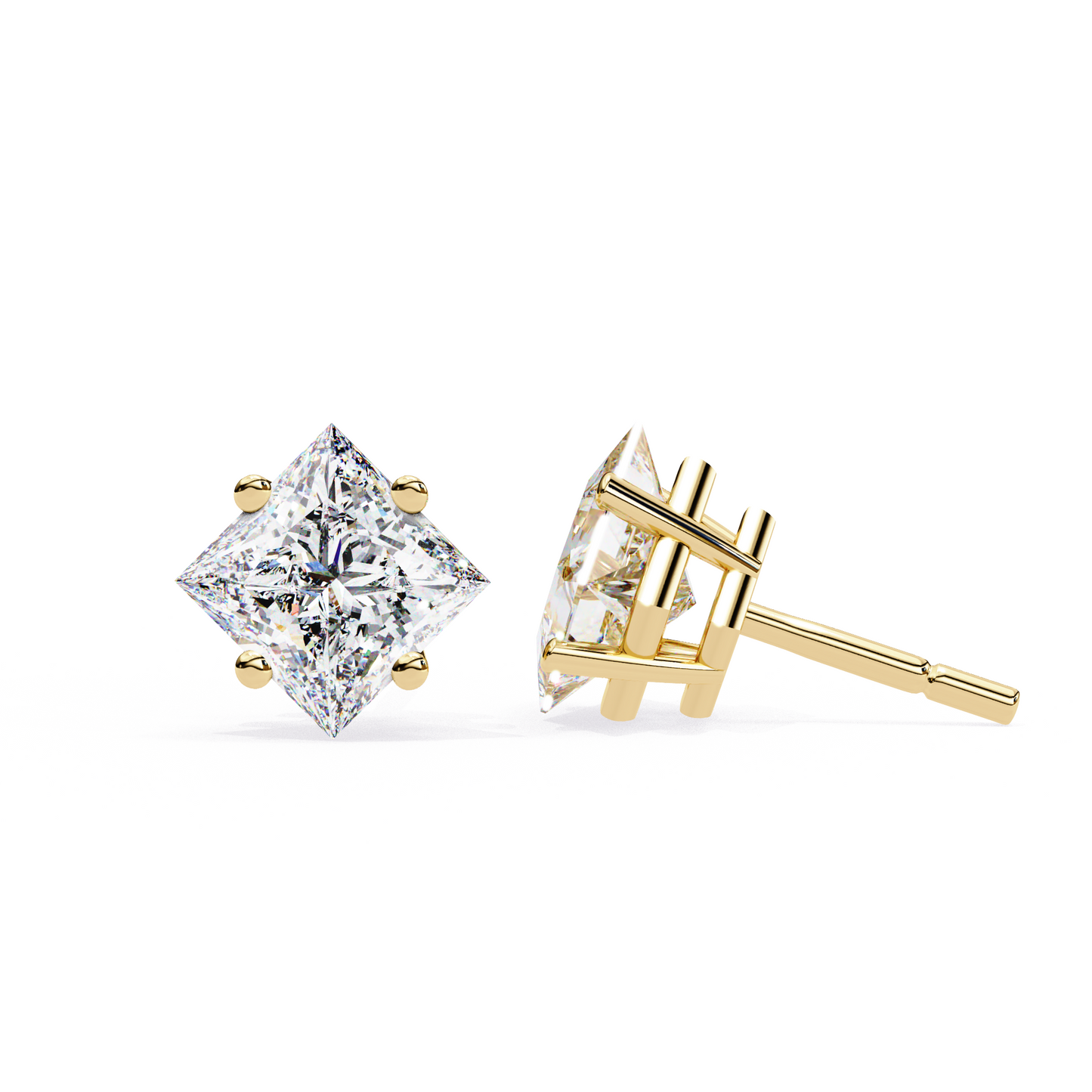 2.39 CTW Princess-Cut Lab-Grown Diamond Stud Earrings in 14K Gold