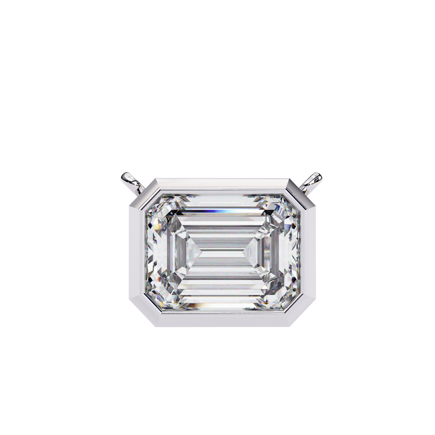 1.90 CT Emerald-Cut Lab-Grown Diamond Bezel Pendant Necklace in 14K Gold & Platinum