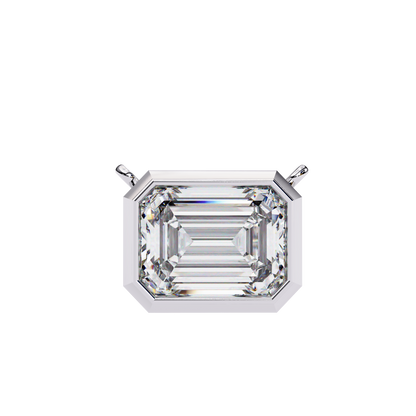 1.90 CT Emerald-Cut Lab-Grown Diamond Bezel Pendant Necklace in 14K Gold & Platinum