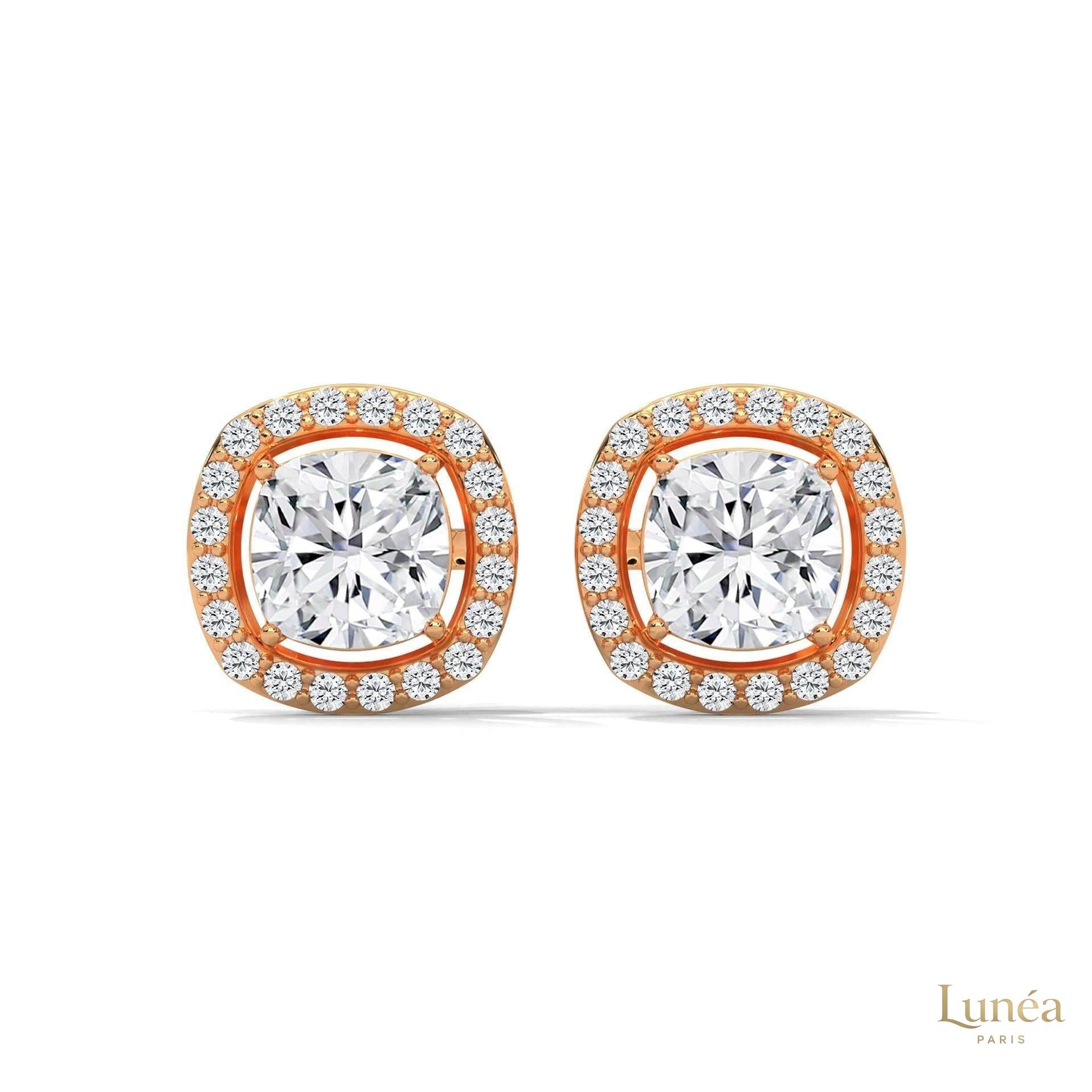 1.25 CT. Cushion Halo Diamond Stud Earrings