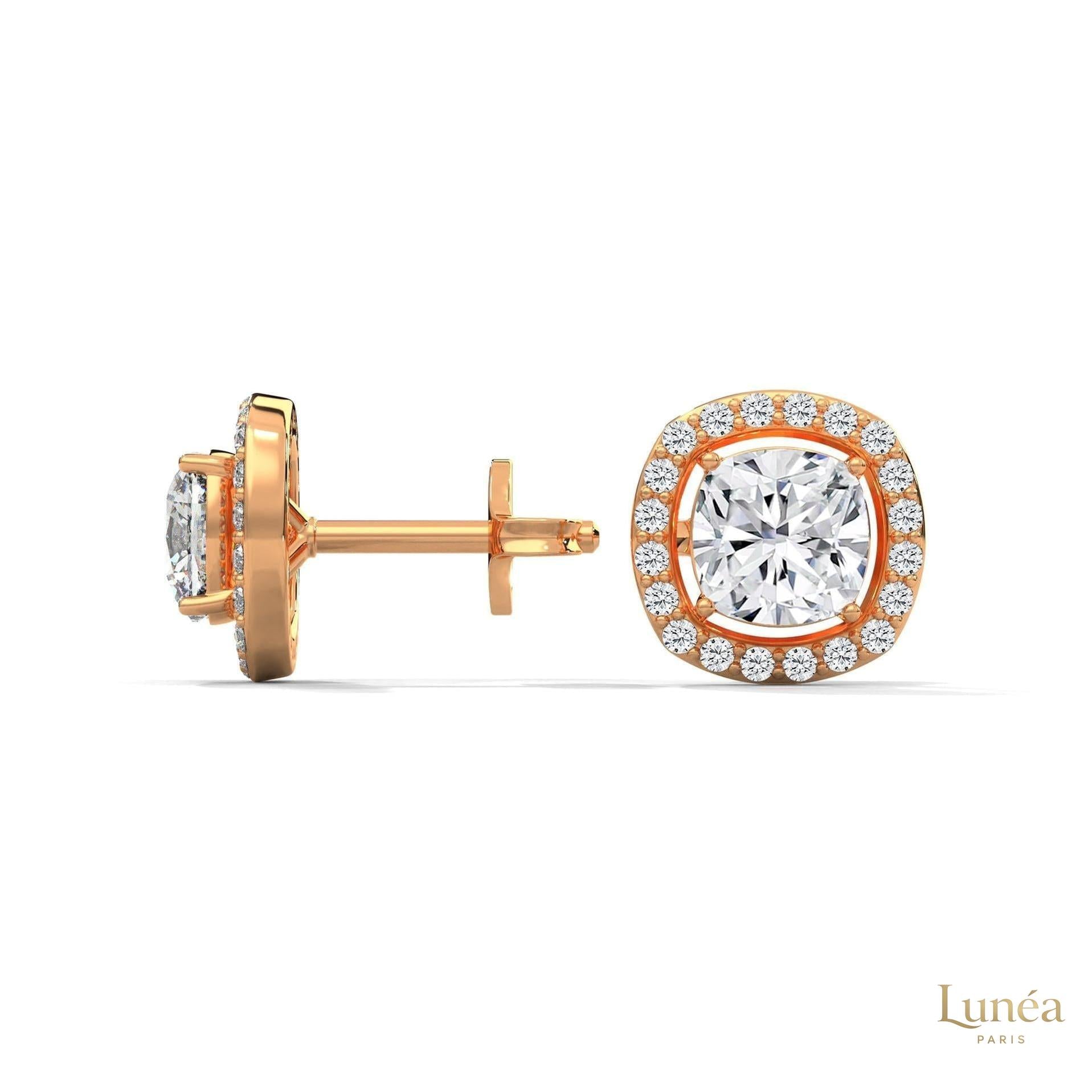 1.25 CT. Cushion Halo Diamond Stud Earrings