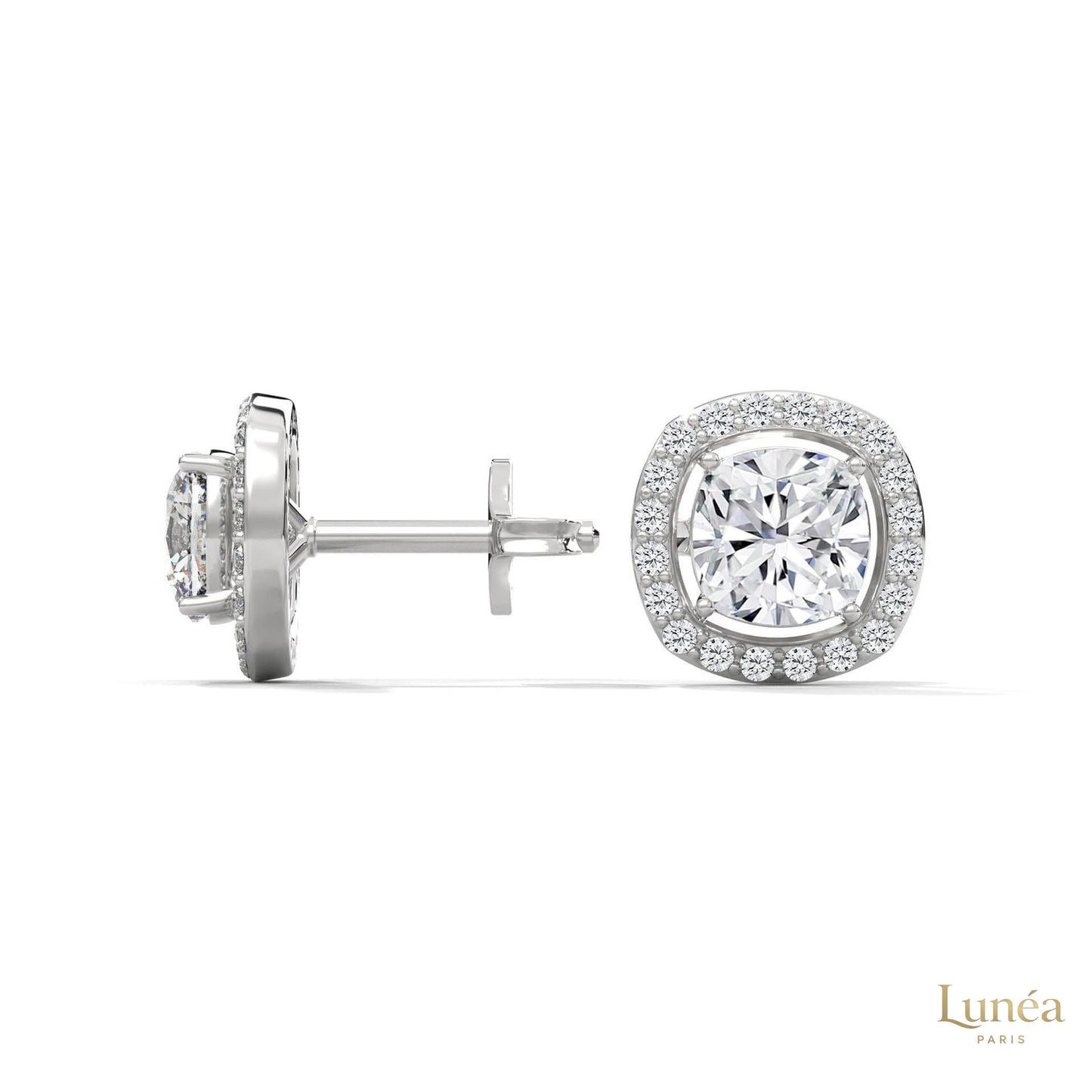 1.25 CT. Cushion Halo Diamond Stud Earrings