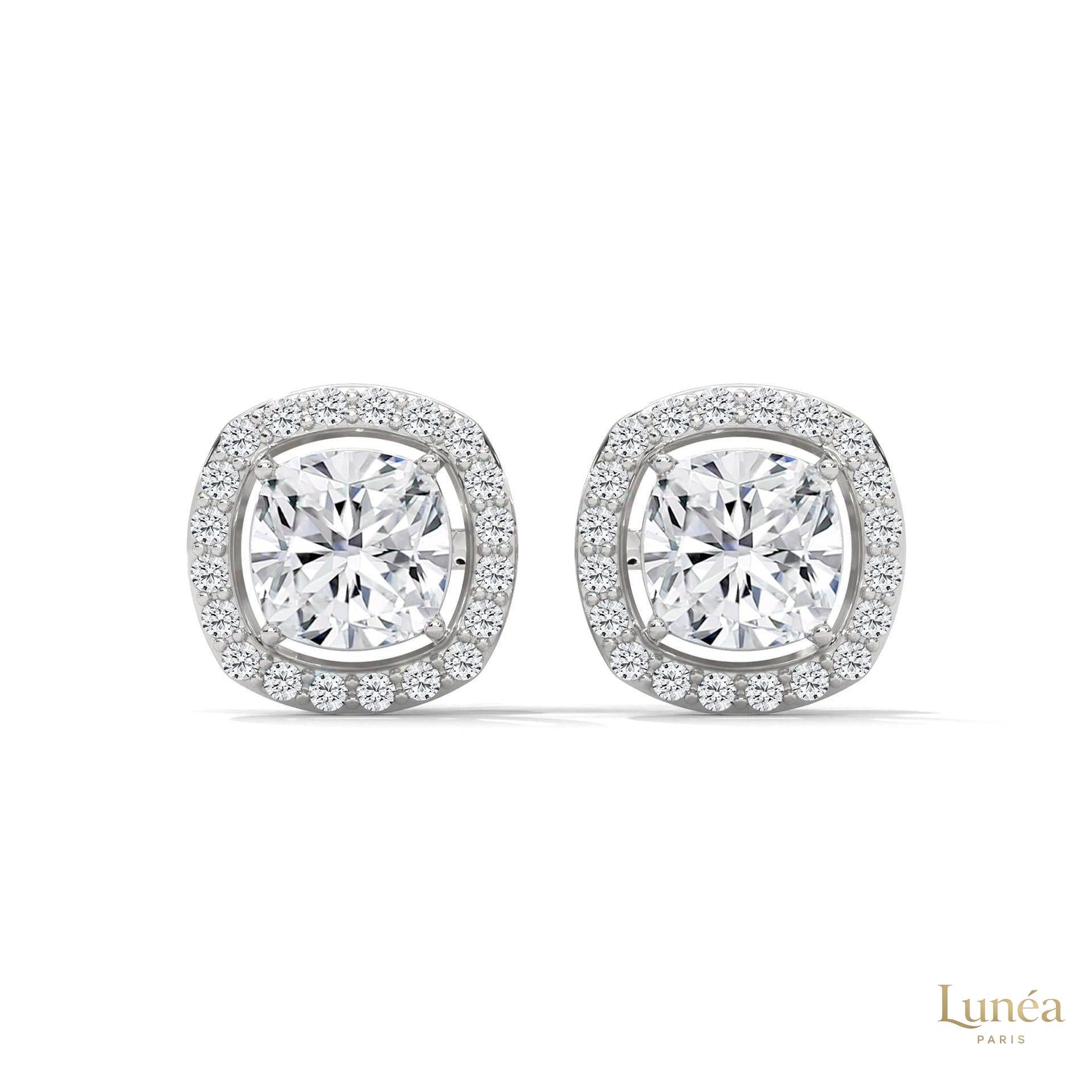 1.25 CT. Cushion Halo Diamond Stud Earrings