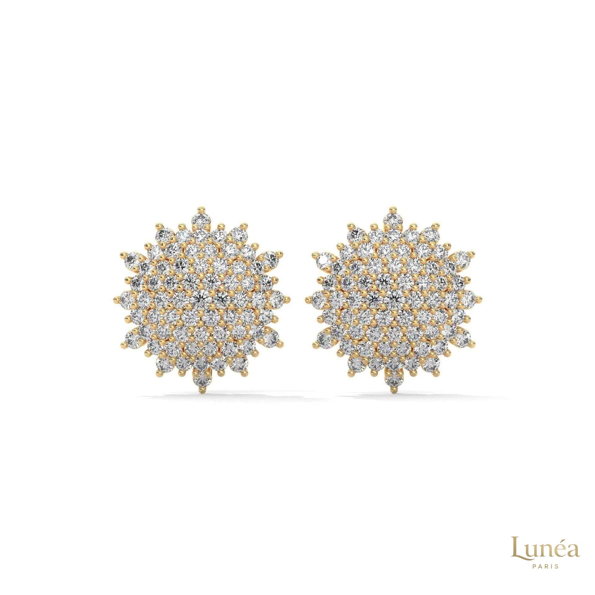1.25 CT. Floral Diamond Cluster Stud Earrings