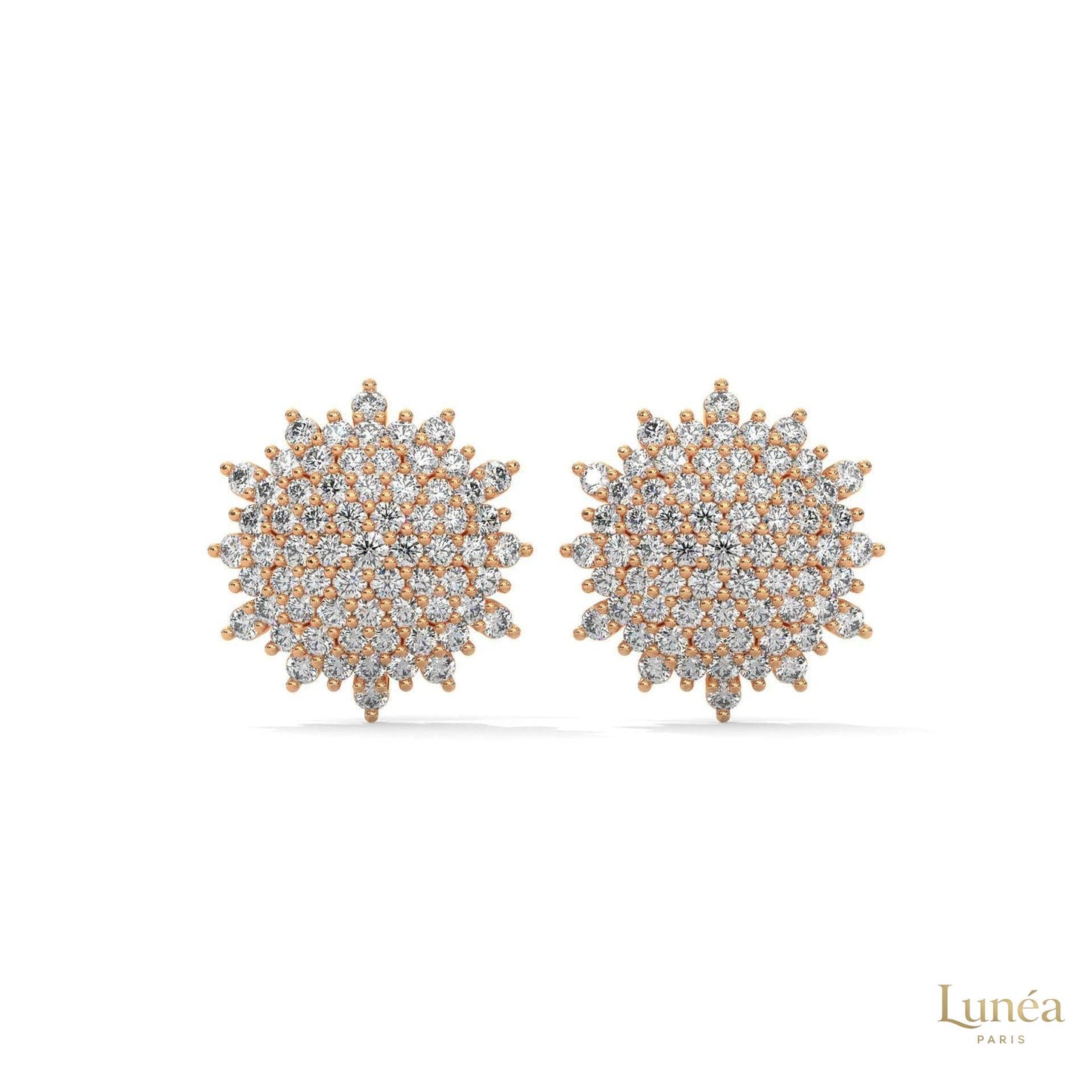 1.25 CT. Floral Diamond Cluster Stud Earrings