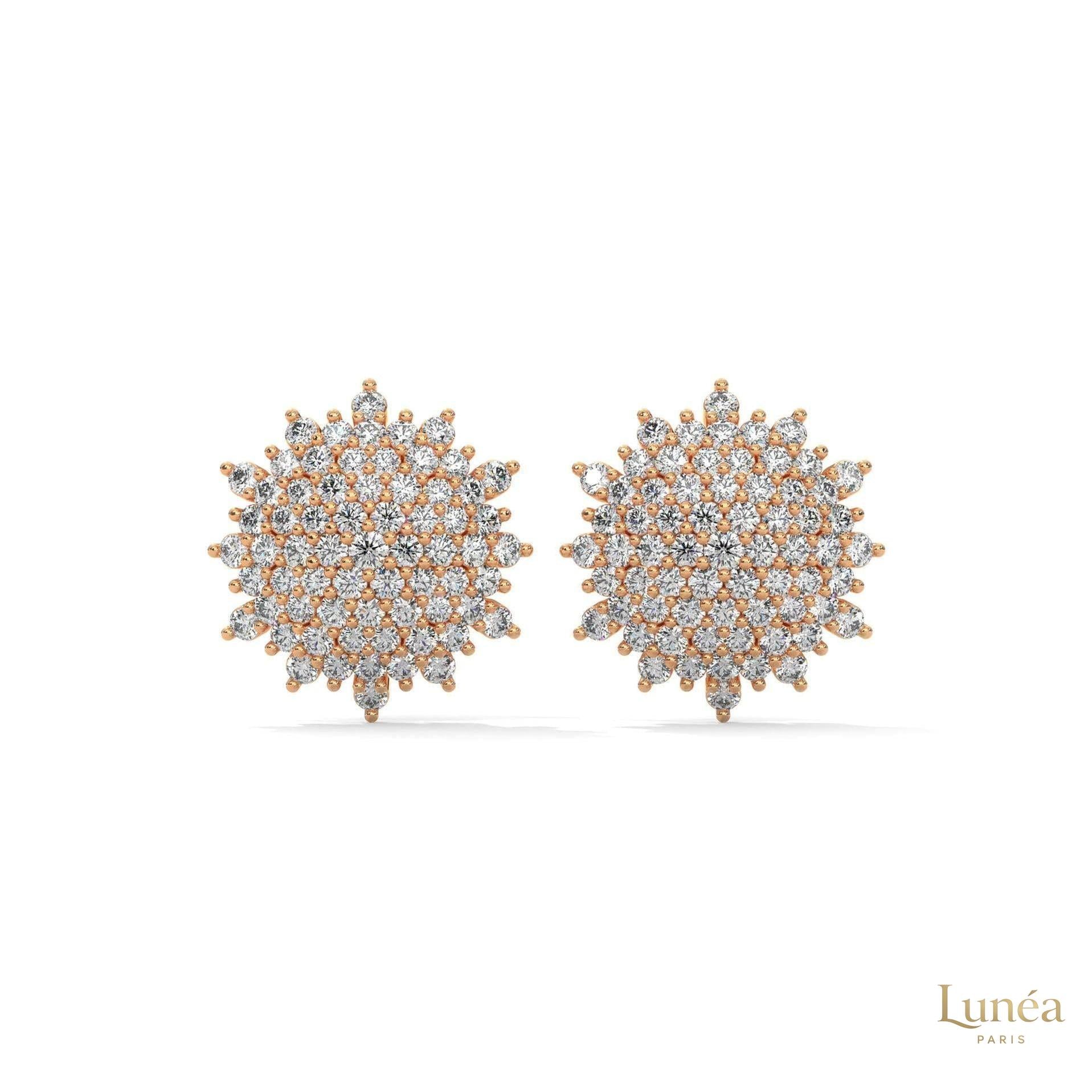 1.25 CT. Floral Diamond Cluster Stud Earrings