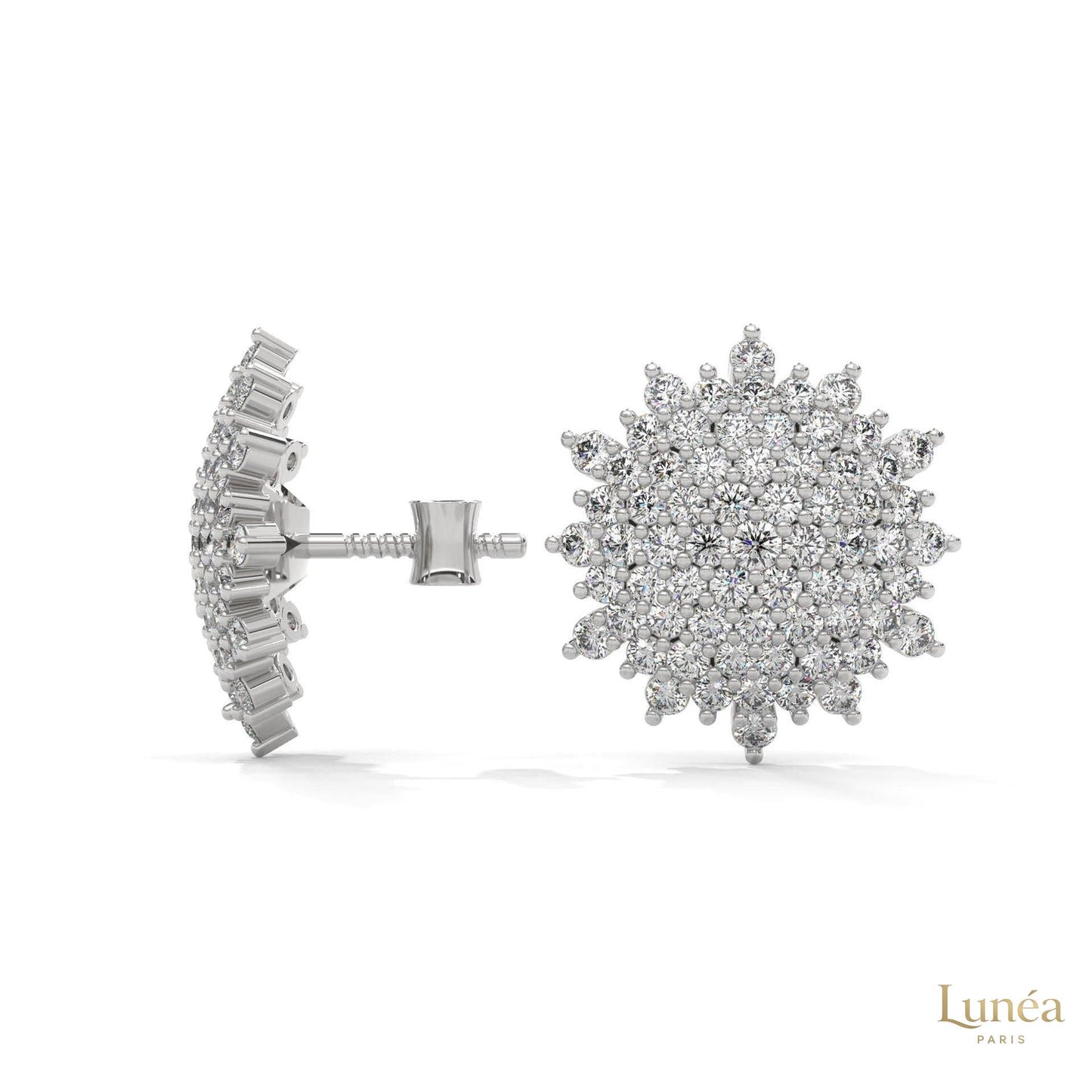 1.25 CT. Floral Diamond Cluster Stud Earrings