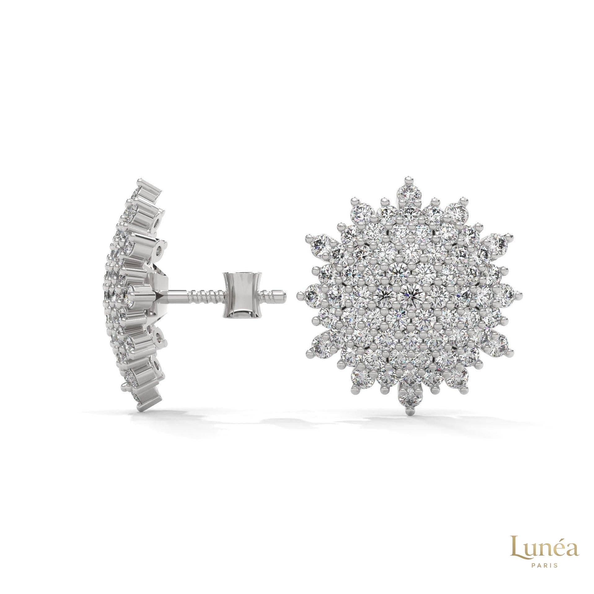 1.25 CT. Floral Diamond Cluster Stud Earrings