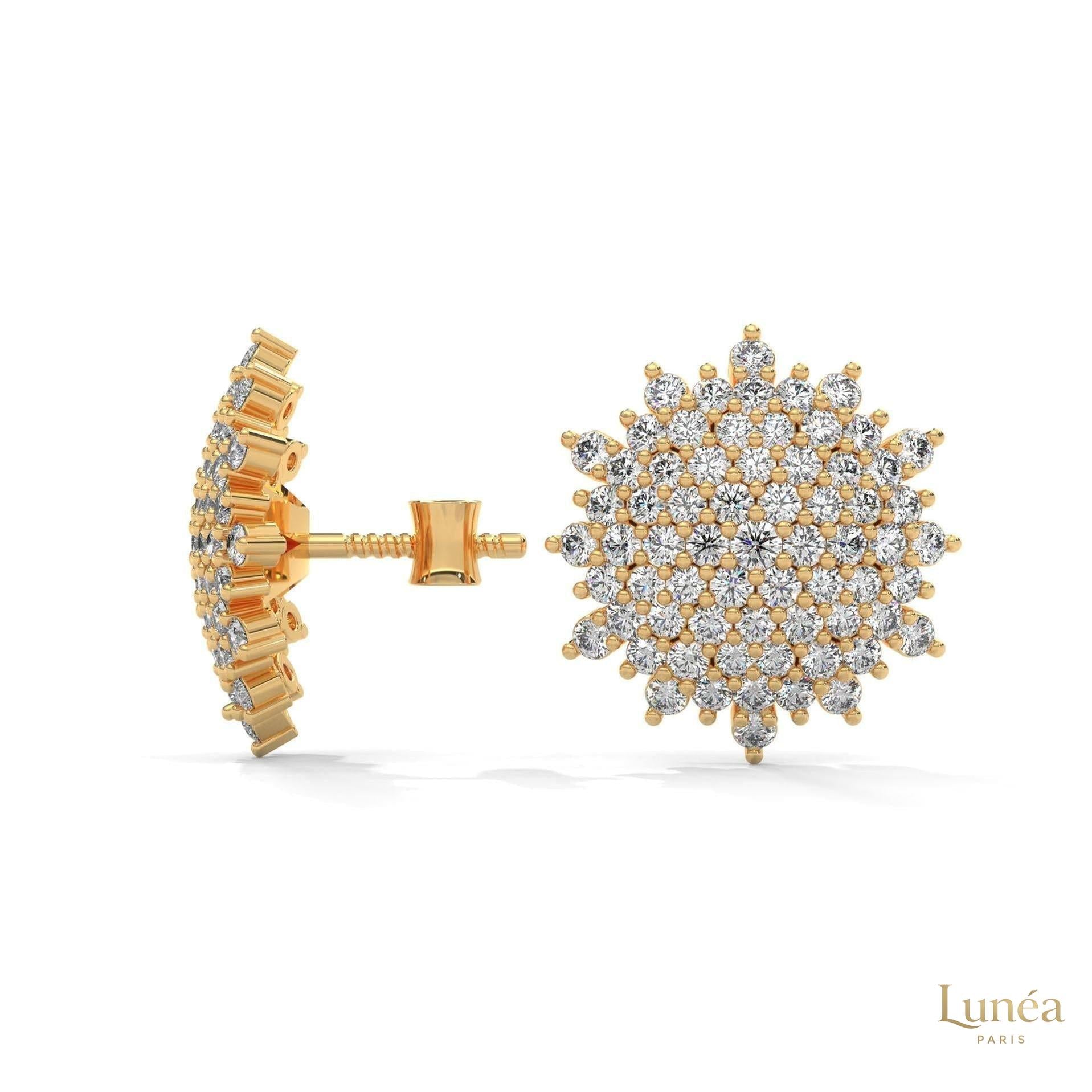 1.25 CT. Floral Diamond Cluster Stud Earrings