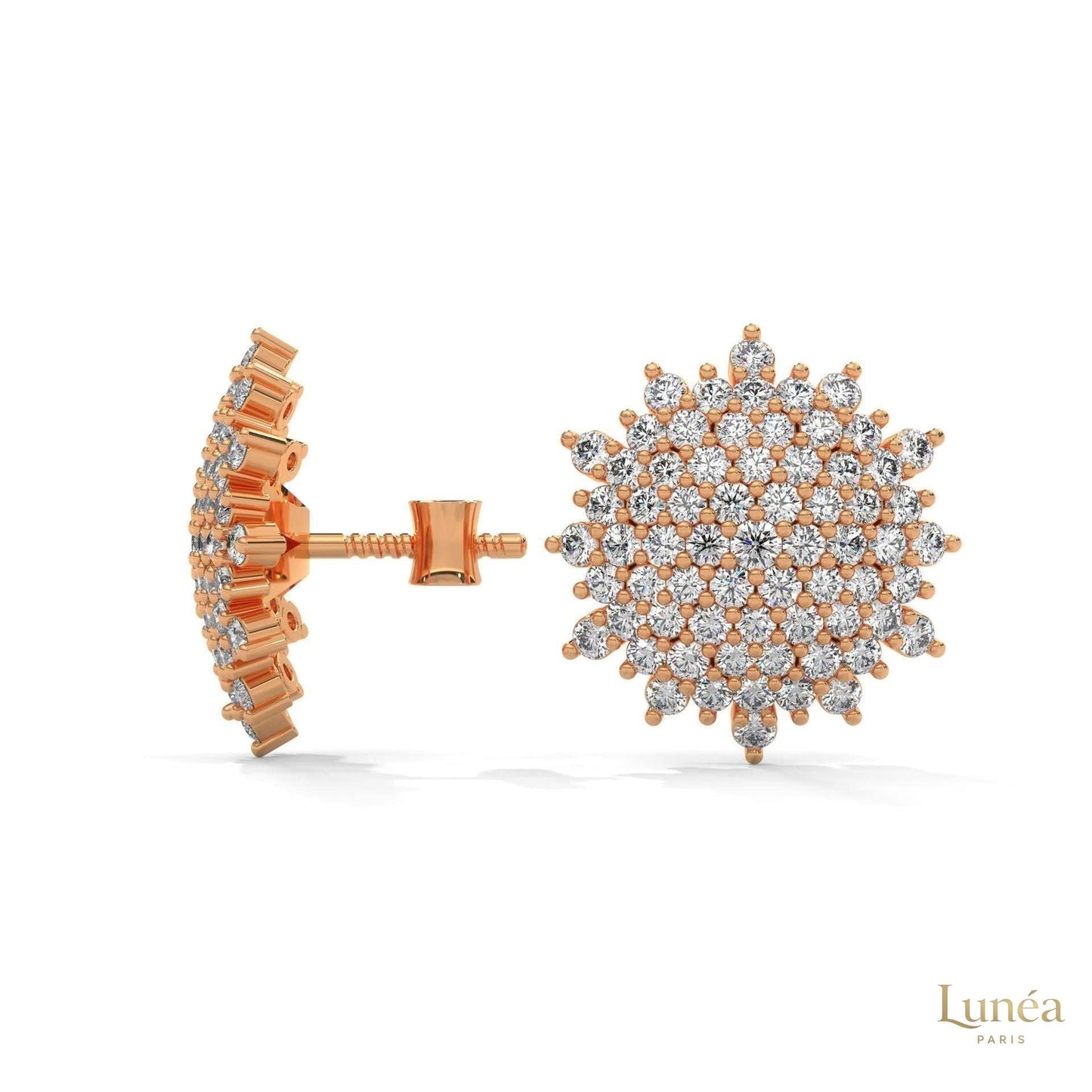 1.25 CT. Floral Diamond Cluster Stud Earrings