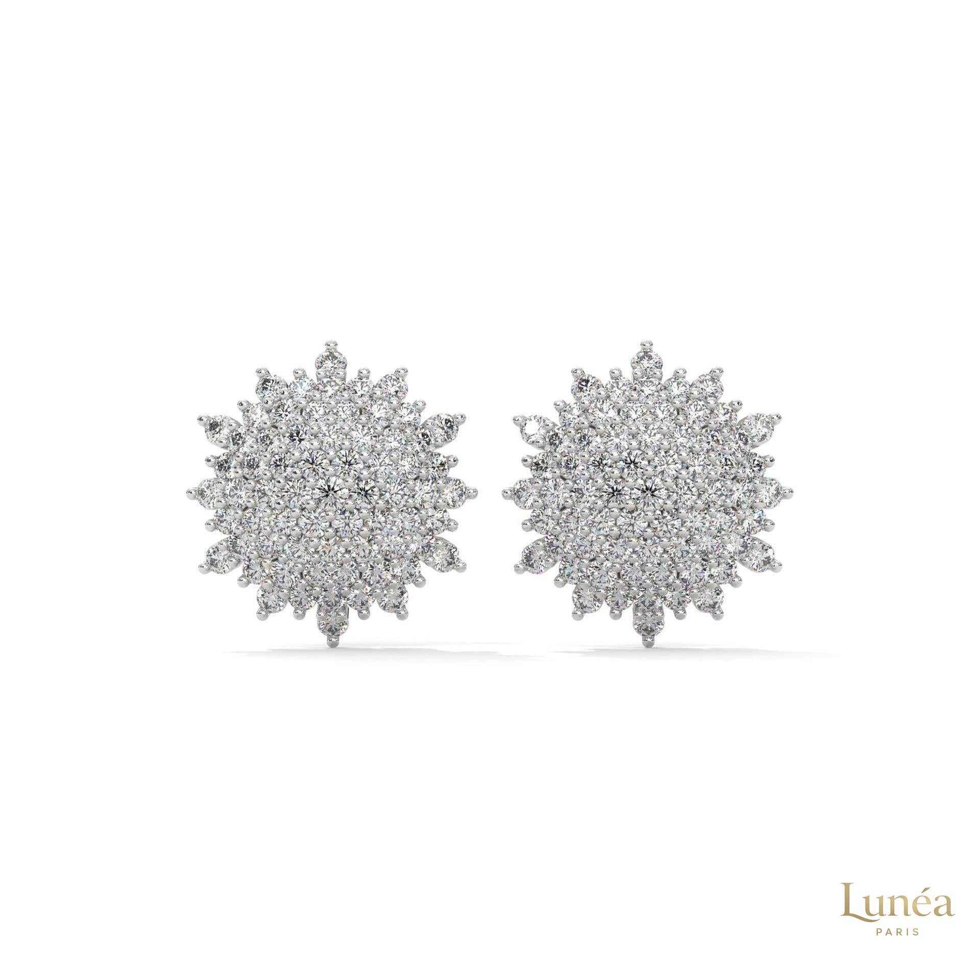 1.25 CT. Floral Diamond Cluster Stud Earrings