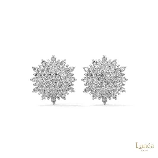1.25 CT. Floral Diamond Cluster Stud Earrings