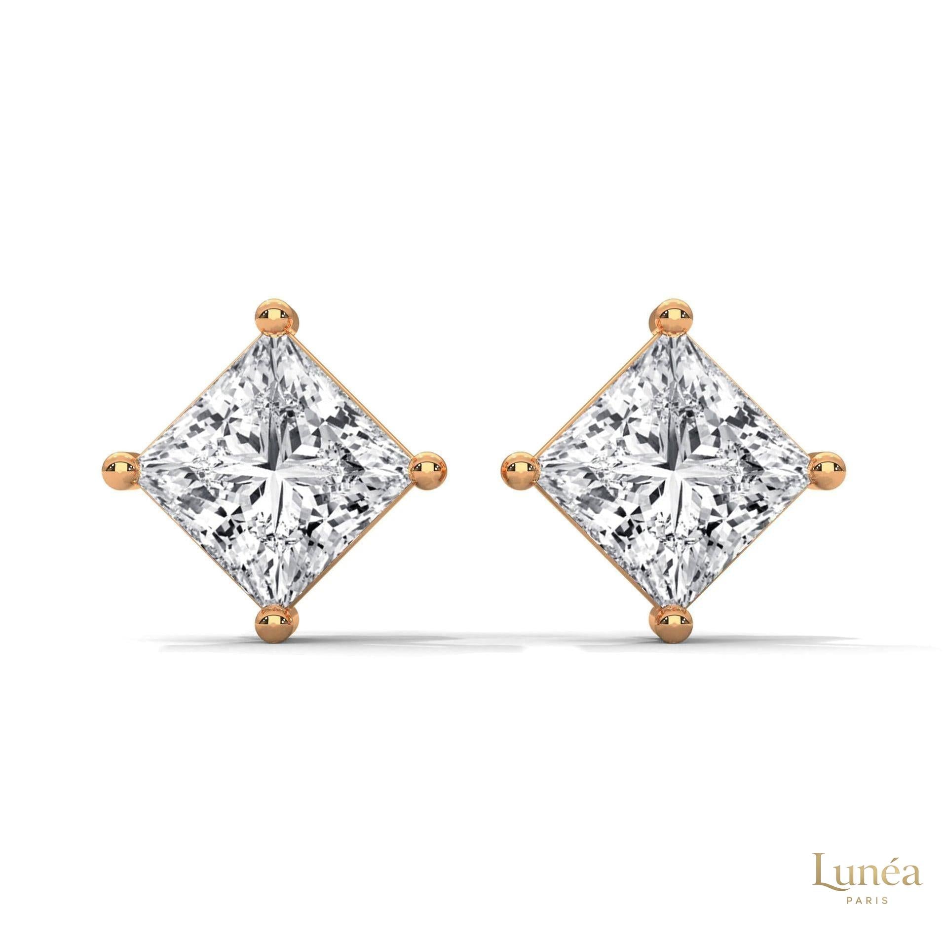 1.25 CT. Princess-Cut Lab Diamond Studs