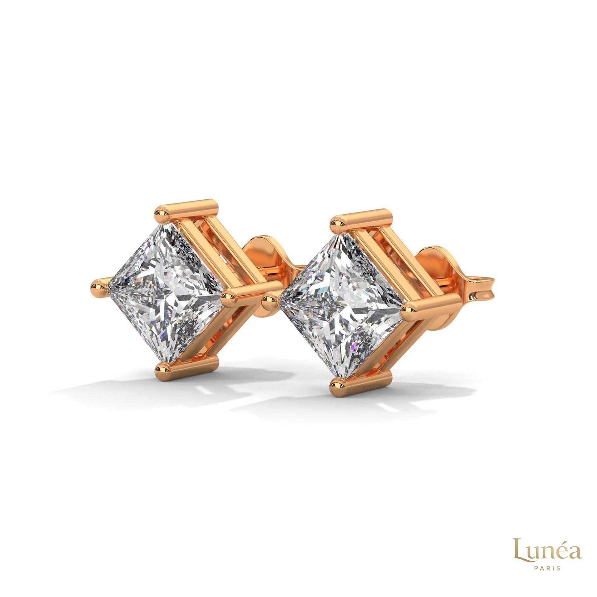 1.25 CT. Princess-Cut Lab Diamond Studs