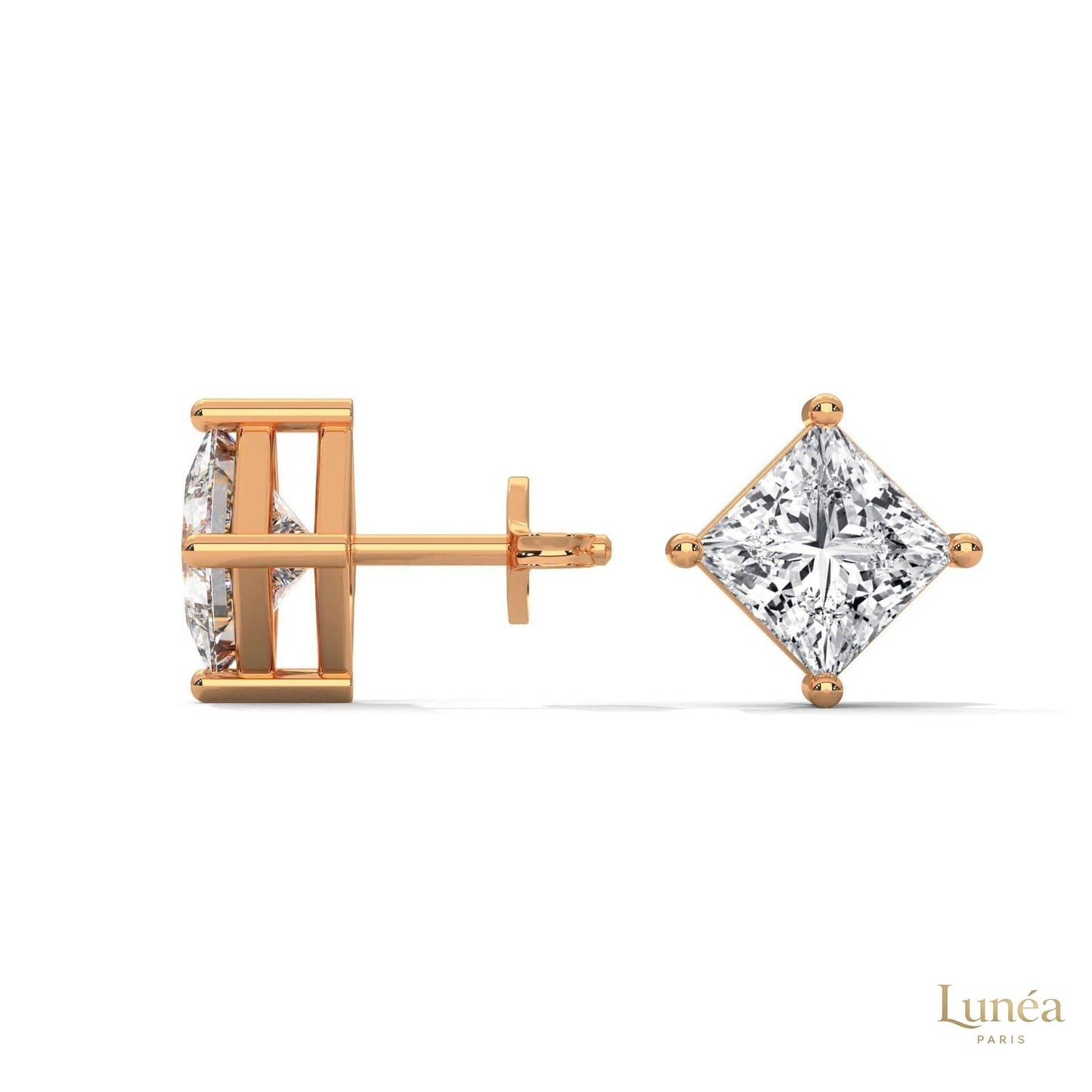 1.25 CT. Princess-Cut Lab Diamond Studs