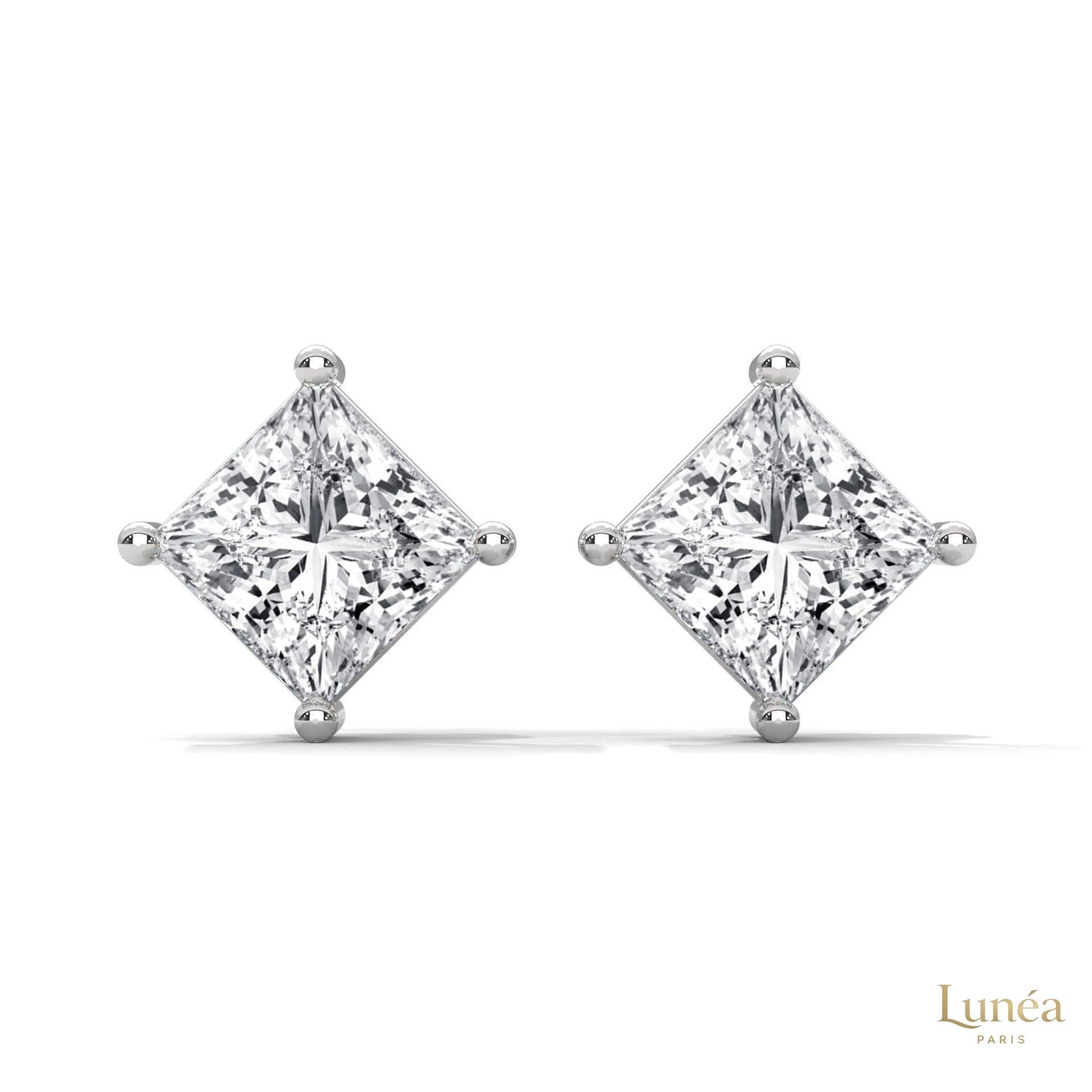 1.25 CT. Princess-Cut Lab Diamond Studs