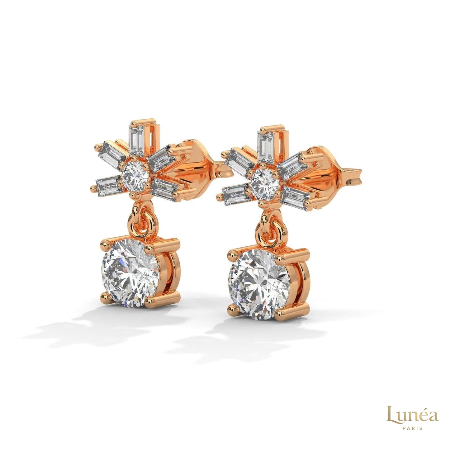 1.25 CT. Starburst Diamond Drop Earrings