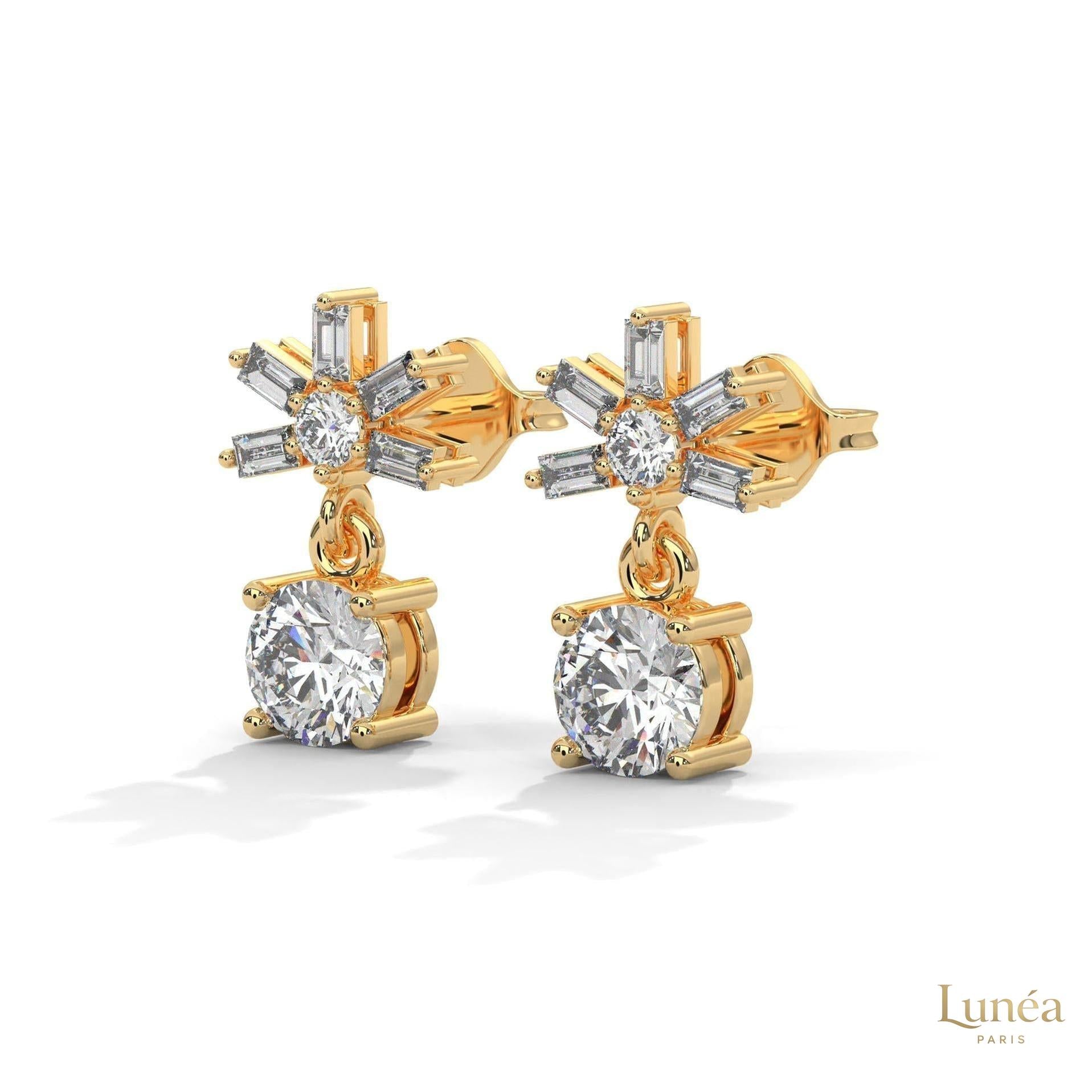 1.25 CT. Starburst Diamond Drop Earrings