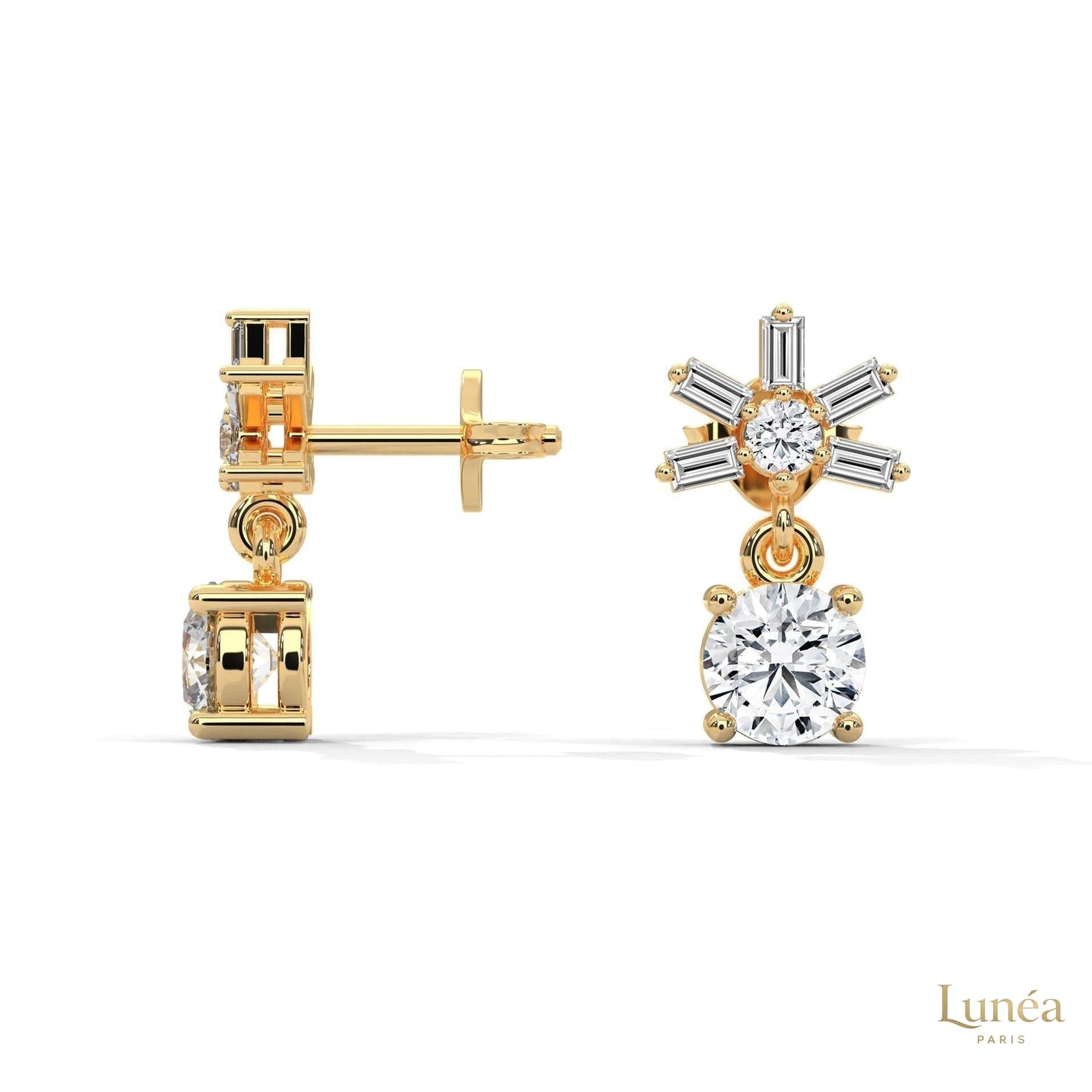 1.25 CT. Starburst Diamond Drop Earrings