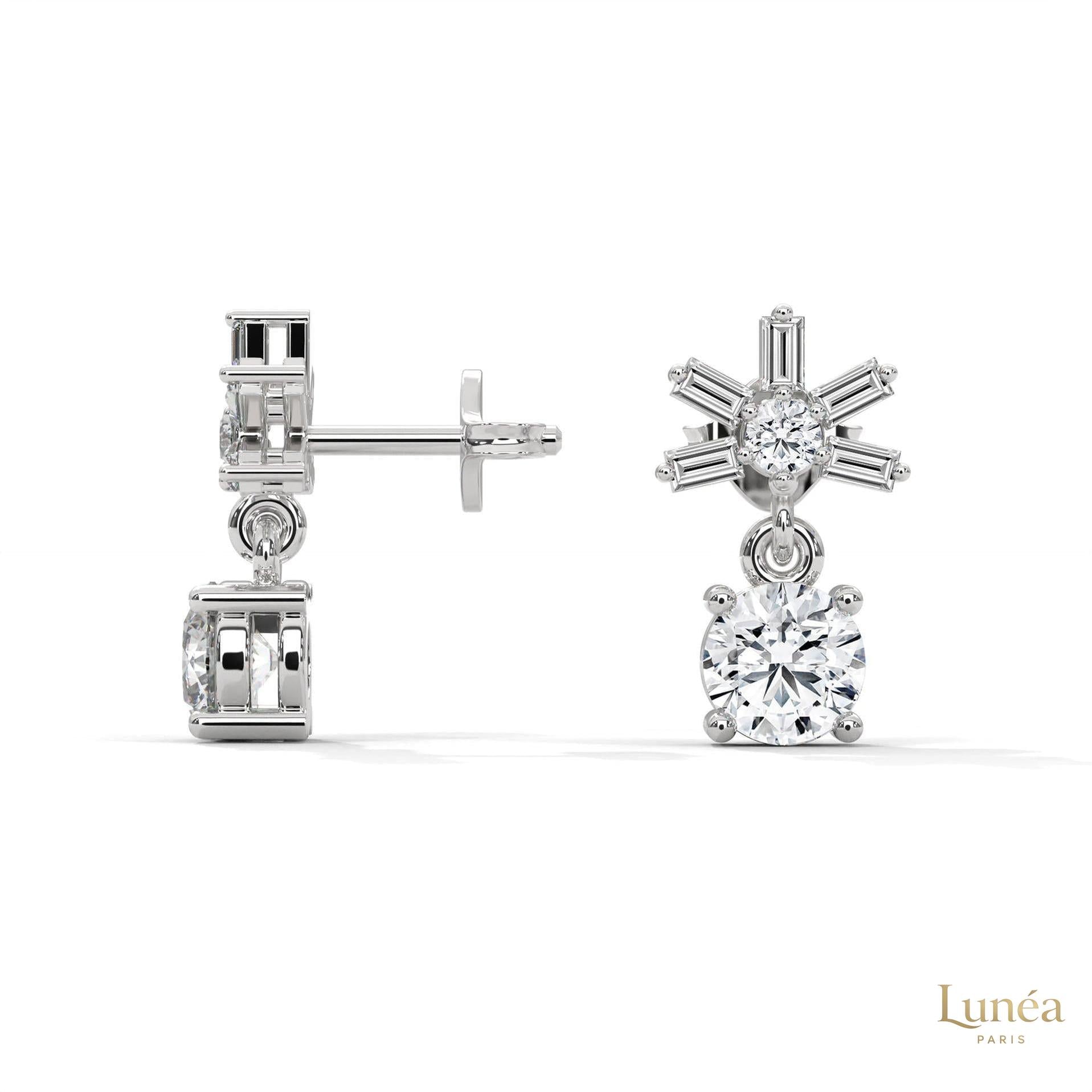 1.25 CT. Starburst Diamond Drop Earrings