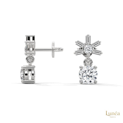 1.25 CT. Starburst Diamond Drop Earrings