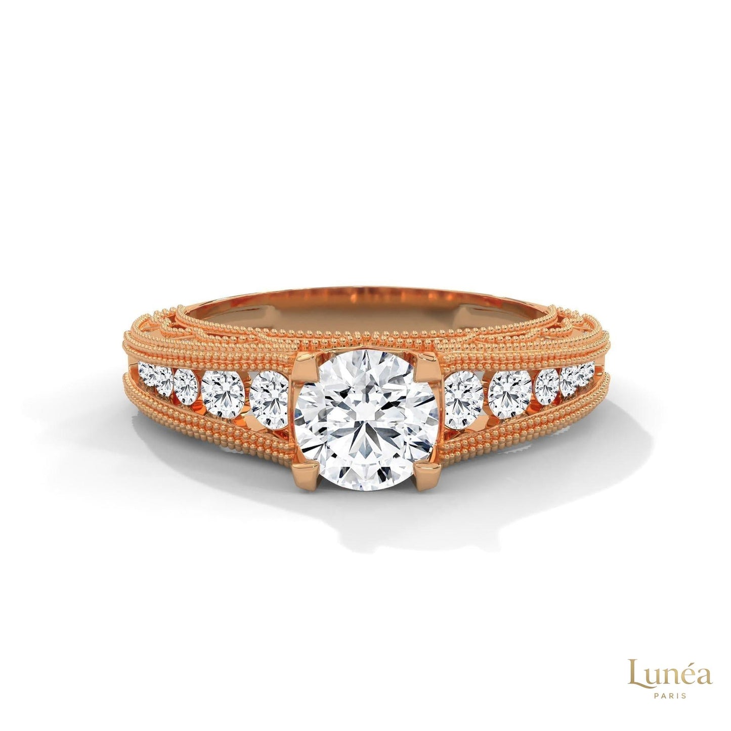 1.25 Ct. Milgrain Pavé Lab Diamond Engagement Ring