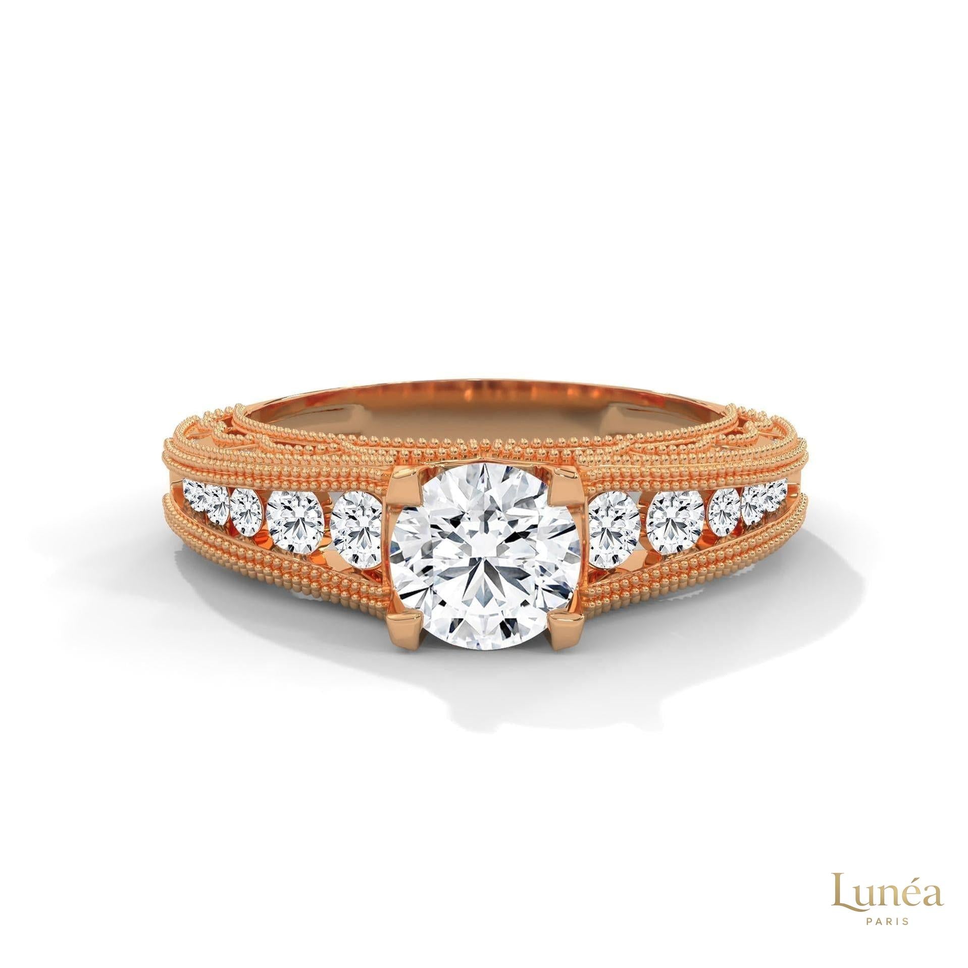 1.25 Ct. Milgrain Pavé Lab Diamond Engagement Ring