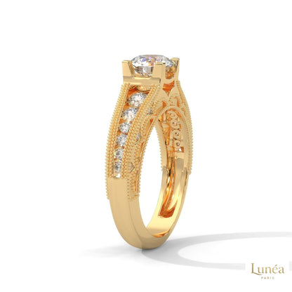 1.25 Ct. Milgrain Pavé Lab Diamond Engagement Ring