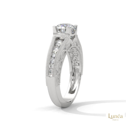 1.25 Ct. Milgrain Pavé Lab Diamond Engagement Ring