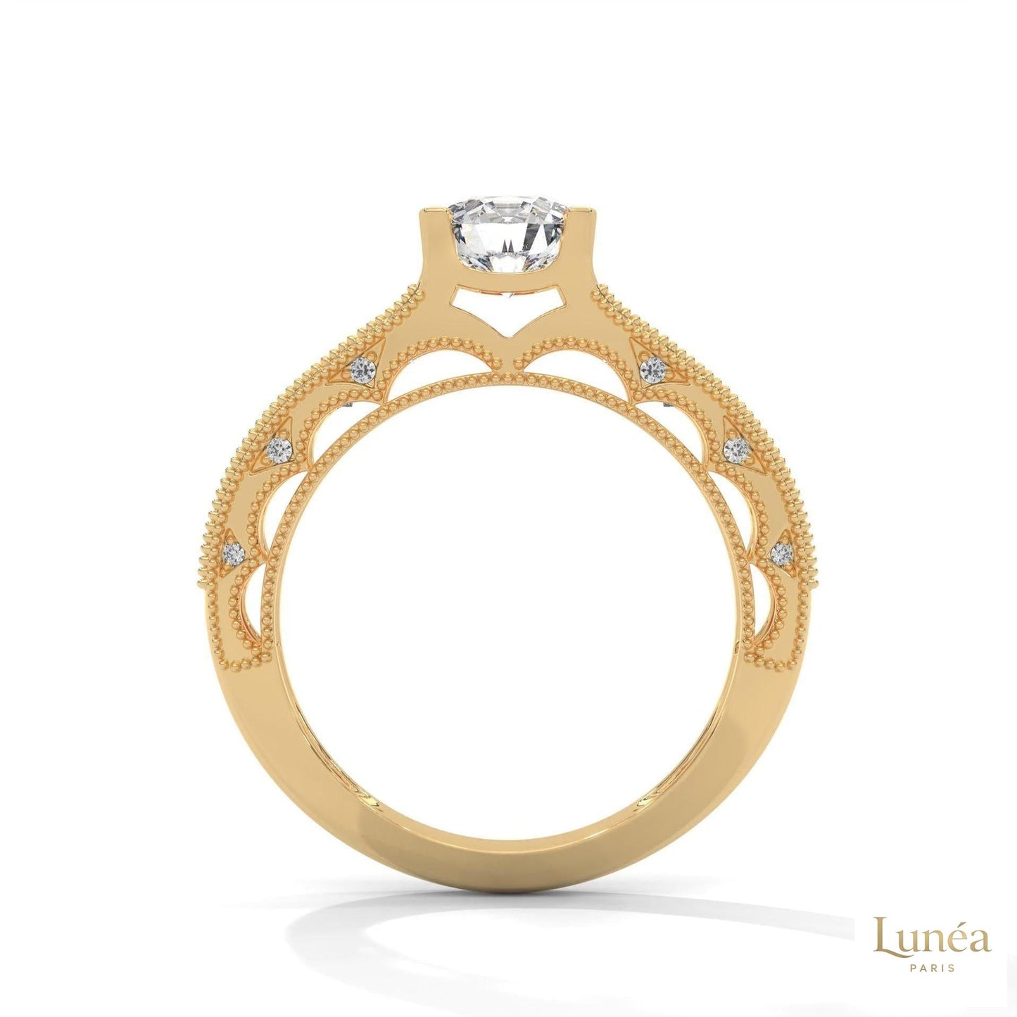 1.25 Ct. Milgrain Pavé Lab Diamond Engagement Ring